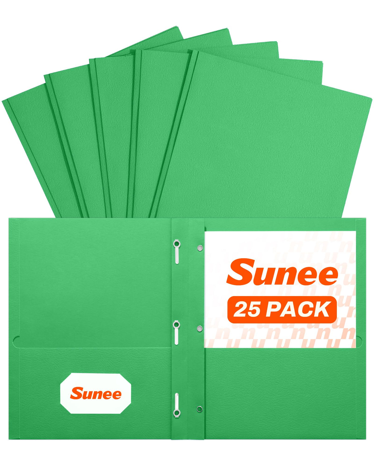 SUNEE 2 Pocket Folders with Prongs (25 Pack, Green), Paper Folders with 2 Pockets and 3 Prongs Fit Letter Size Paper, Folders with Prongs for School Office Home Business