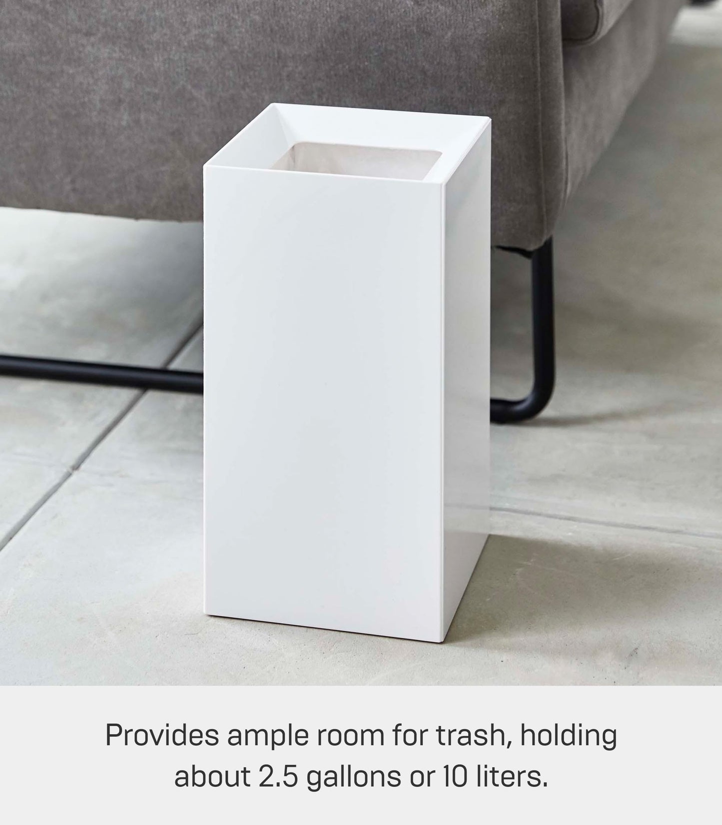 YAMAZAKI Home Tower Trash Can - Modern Garbage Waste Basket with Handle for Kitchen Bedroom Bathroom Office - Short - Abs Plastic - 2.4 Gallons, 9 Liters