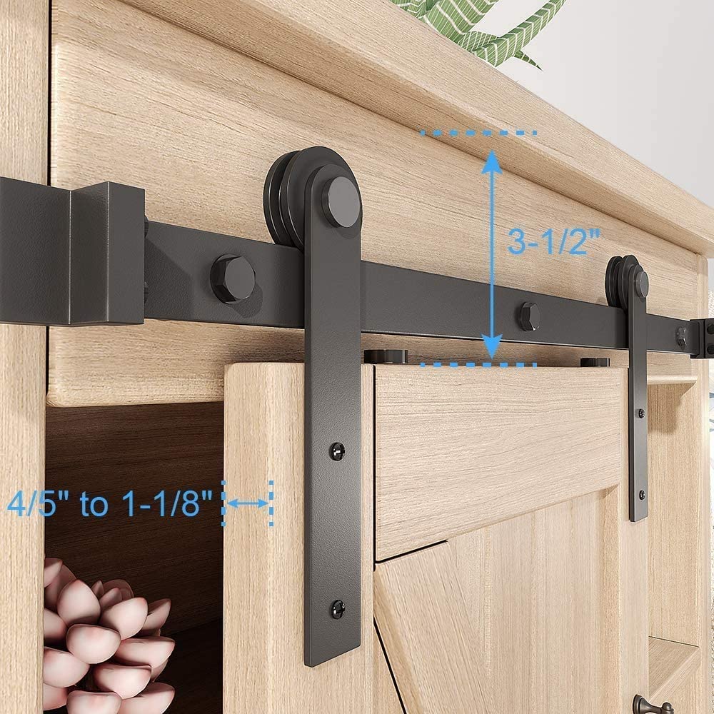 ZEKOO 5FT Super Mini Sliding Barn Door Hardware Kit for Single Door Cabinet, Small Barn Door Hardware Track Kit for TV Stand, Cupboards, Storage Cabinets, Wardrobes, I Shape Hanger (No Cabinet)