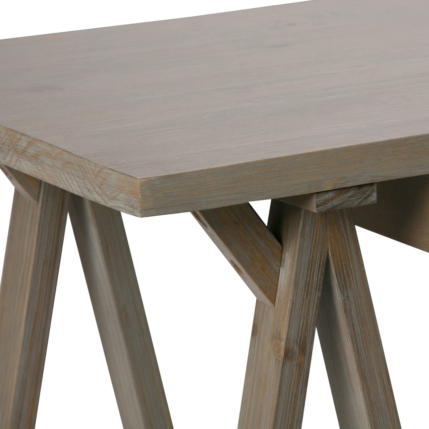SIMPLIHOME Sawhorse SOLID WOOD Modern Industrial 60 inch Wide Home Office Desk, Writing Table, Workstation, Study Table Furniture in Distressed Grey