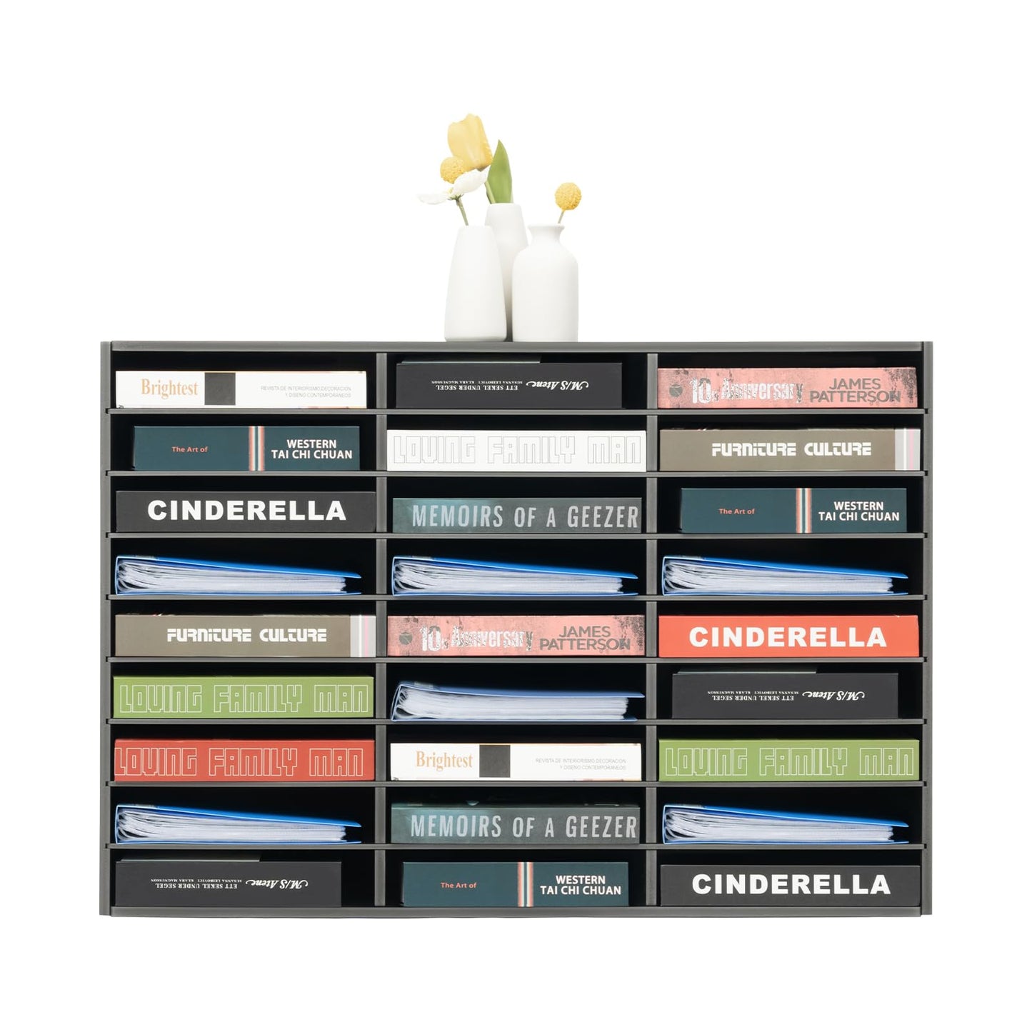 TuBaSaki Literature Organizer 27 Slots Compartments Desktop File Sorter Mail Center Paper Storage Cabinet Home & Office Mailbox School Classroom Keepers
