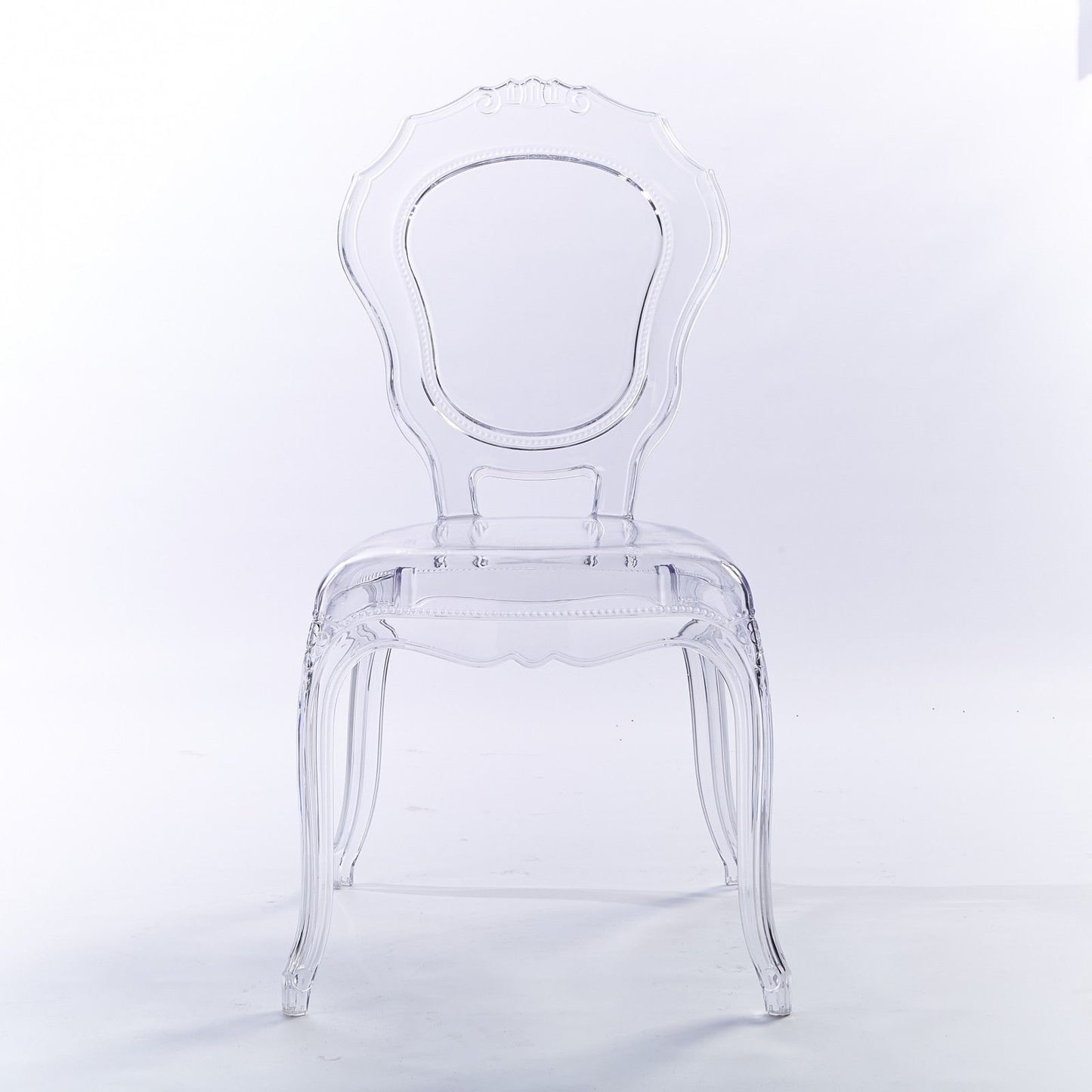 2xhome Set of 2 Stackable Ghost Dining Chairs | Clear Transparent Vanity Armless Chair | Louis Belle Style for Kitchen Patio Indoor Outdoor (Clear)