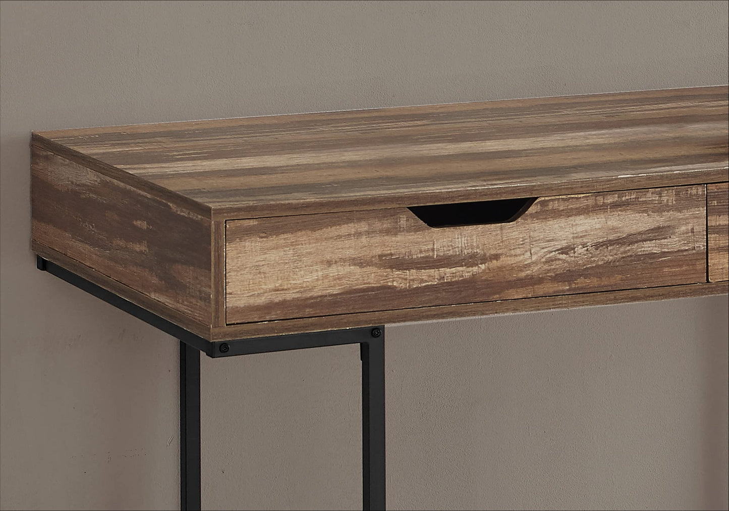Monarch Specialties I 7557 Computer Desk, Home Office, Laptop, Storage Drawers, 48" L, Work, Metal, Laminate, Brown, Black, Contemporary, Modern