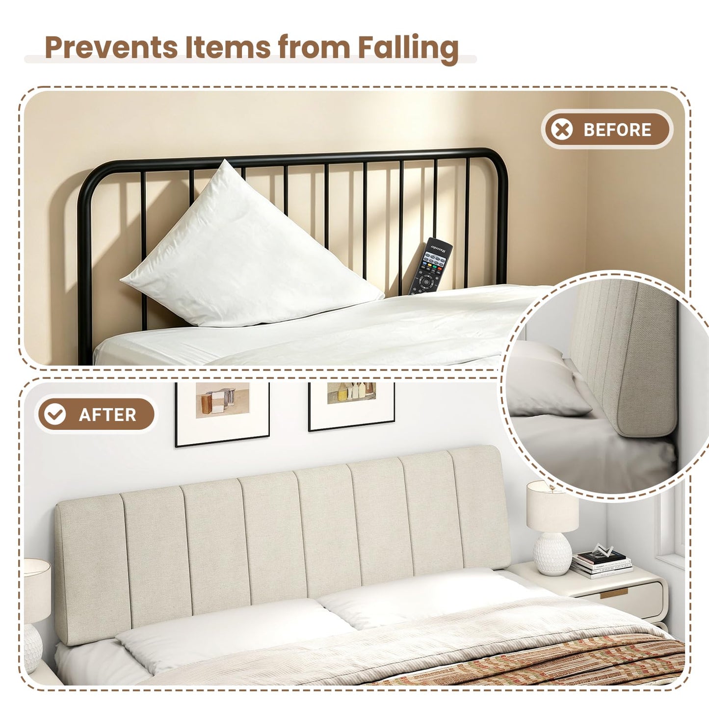 Liiwepo King Size Headboard Only-No Assembly, Upholstered Headboard King Size Linen Fabric Modern Style Headboards Extra-Thick, Beige