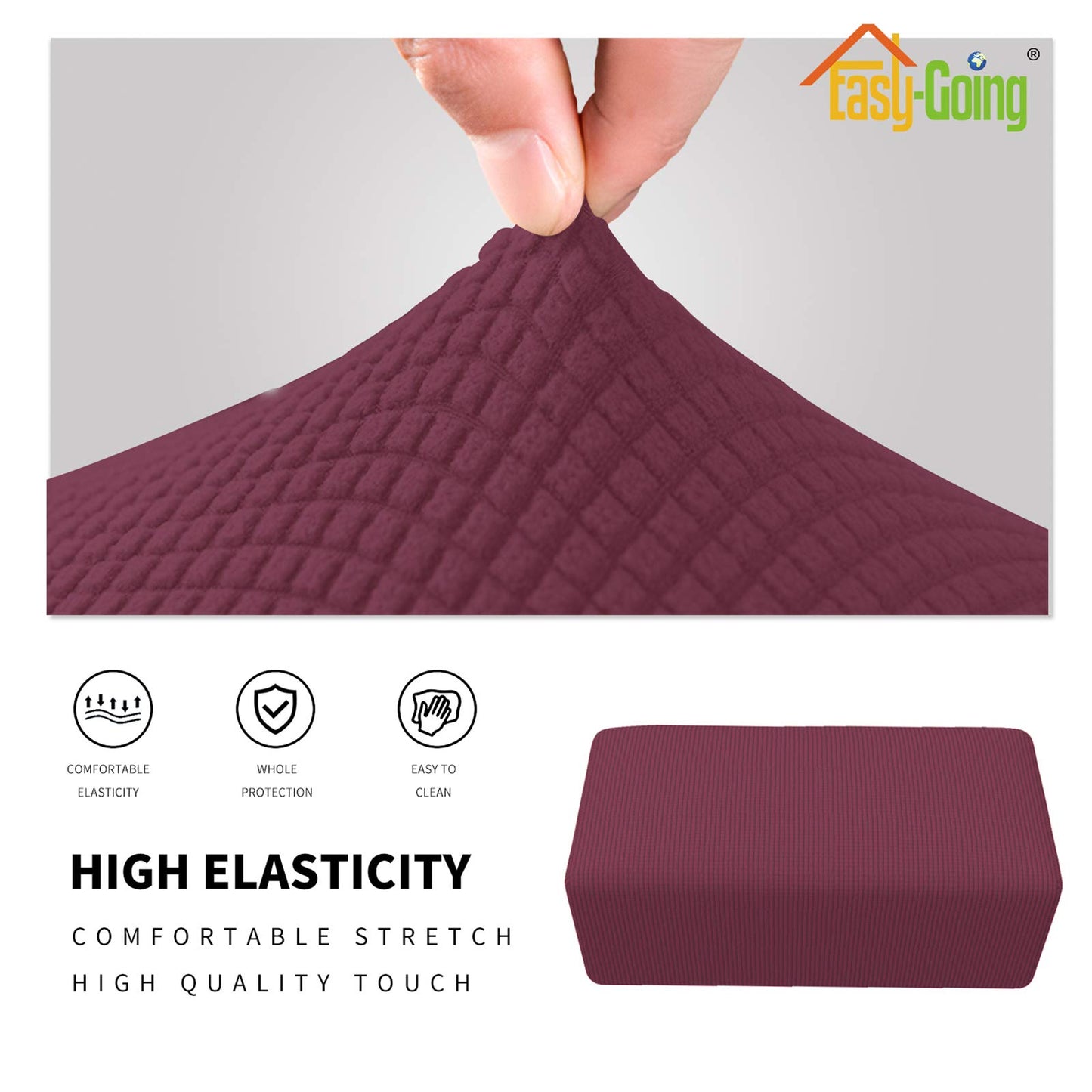 Easy-Going Stretch Ottoman Cover Folding Storage Stool Furniture Protector Soft Rectangle slipcover with Elastic Bottom(Ottoman Small,ASH Rose)