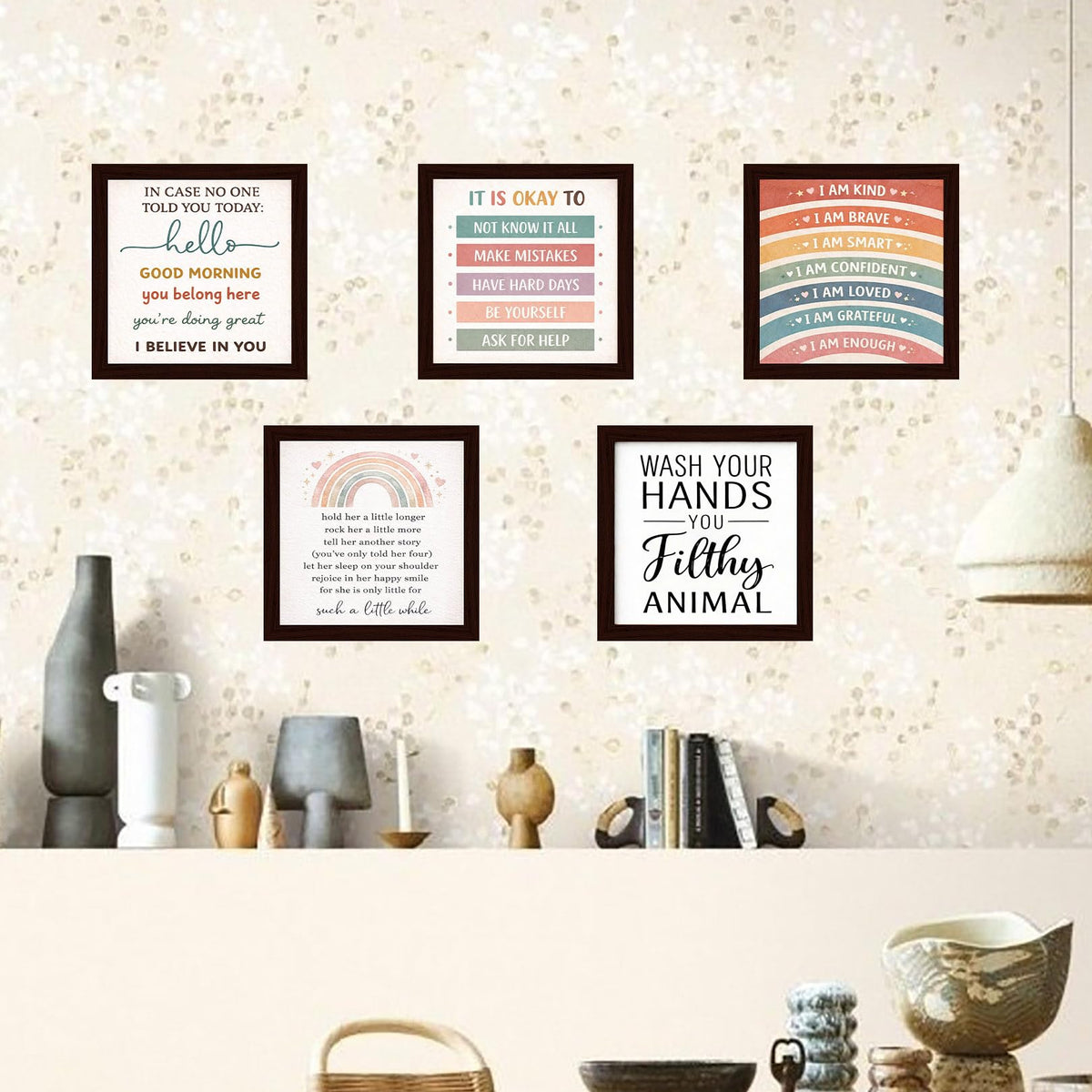 Kids Classroom Wall Art Decor Wooden Framed Sign Positive Affirmations Posters Inspirational Motivational Sign For Educational School Homeschool Nursery 8×8 Inch