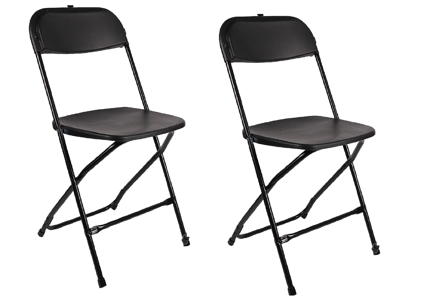 BTEXPERT Set of 2,Black Plastic Folding Chair Steel Frame Commercial High Capacity Event Chair Lightweight Set for Office Wedding Party Picnic Kitchen Dining Church School