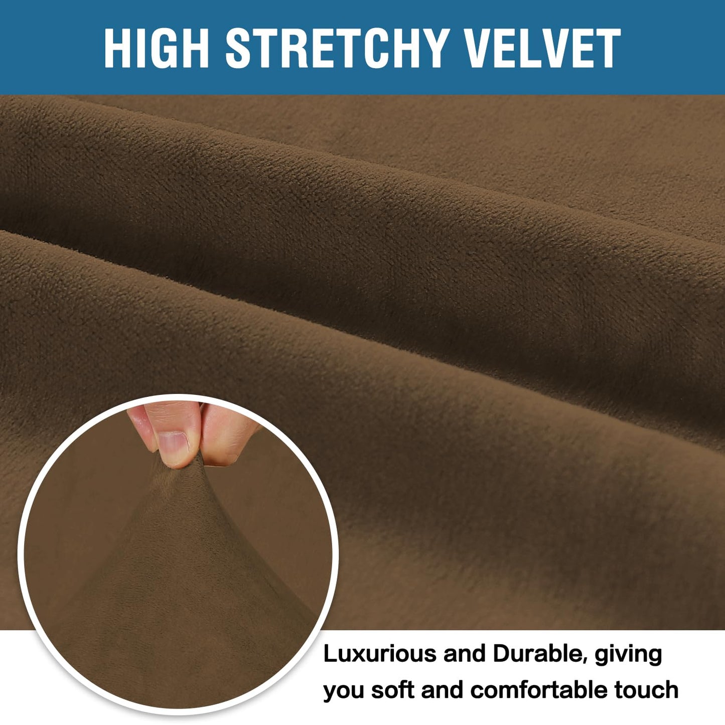 H.VERSAILTEX Stretch Velvet Loveseat Covers for 2 Cushion Couch Covers for Living Room Sofa Covers Slipcovers with Non Slip Straps Bottom, Ultra Thick Comfy Velour (Width 58"-72", Bronze Brown)