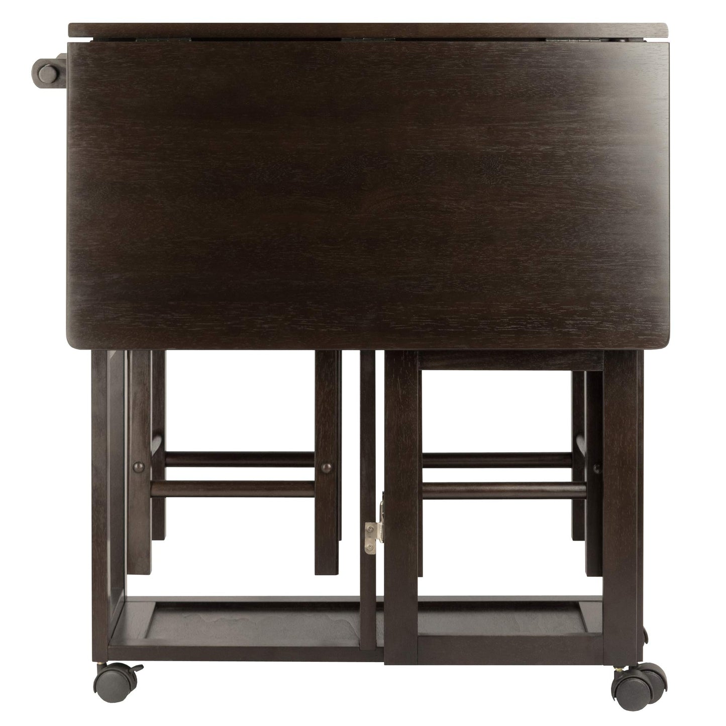 Winsome Suzanne Kitchen Table Set with Stools, 33" in Coffee, Convenient Sturdy Mobile Kitchen & Dining Room Table & Chairs with Storage for Small Spaces, Dorms, Apartments