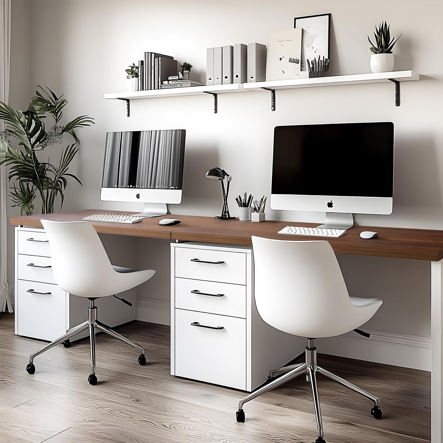 Kaboon Universal Tabletop 48"x26", Solid One-Piece Melamine Table Top, Double Desk L-Desk DIY, Home and Office,Dark Walnut