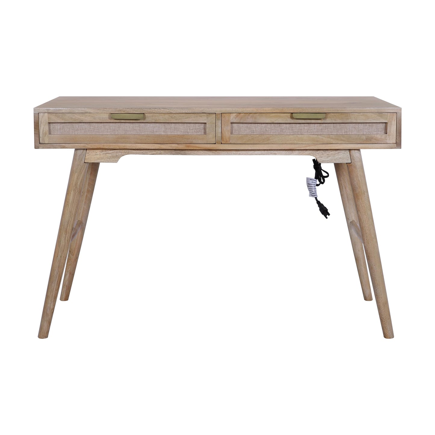 Casartis Living Mid-Century Modern Linen 2-Drawer Desk (Wheatfield)