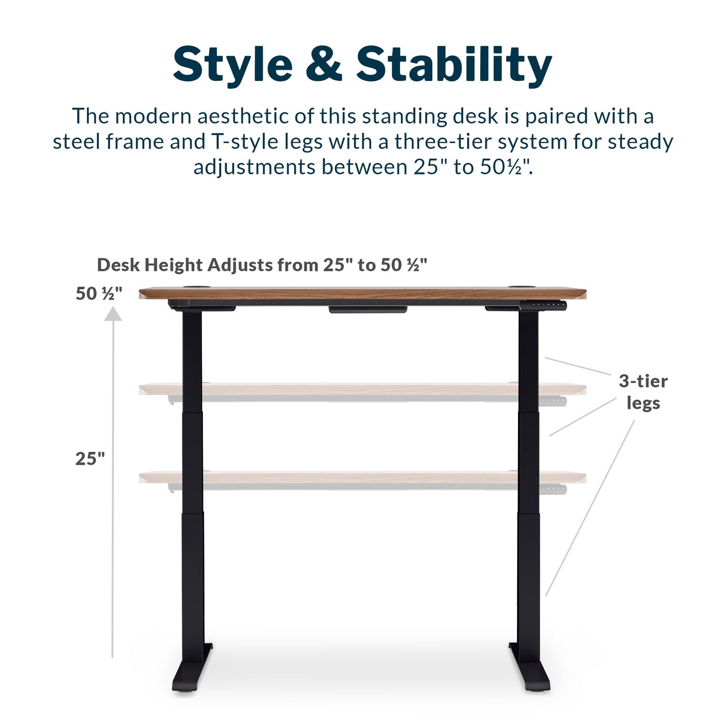 Vari Ergo 54x26 Electric Standing Desk + Height Adjustable Sit-Stand Desk + Curved Waterfall Edge, 4 Memory Settings, Quick Assembly, Cable Management, 200 lb Capacity – Walnut/Black (2 Boxes)