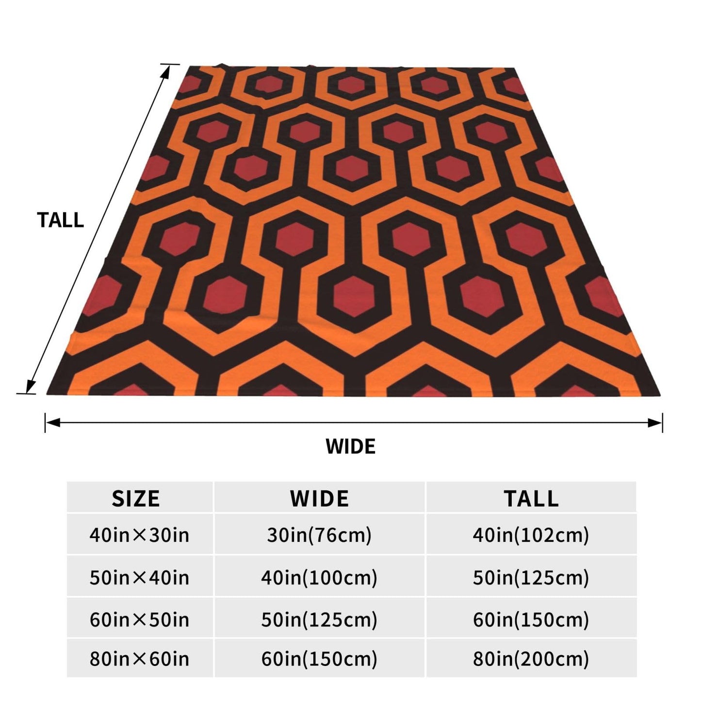 Geometric Trellis Polygon Hexagon Pattern Throw Blanket 50"X40" Lightweight Flannel Throws Blankets for Couch Sofa Living Room Bedroom Home Decor,Soft Cozy Fluffy Fuzzy Plush Blanket for All Season