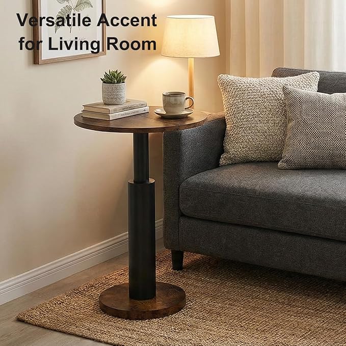 LAATOOREE Round Side Table, Accent Drink Coffee Table, Spacious Top, Thick