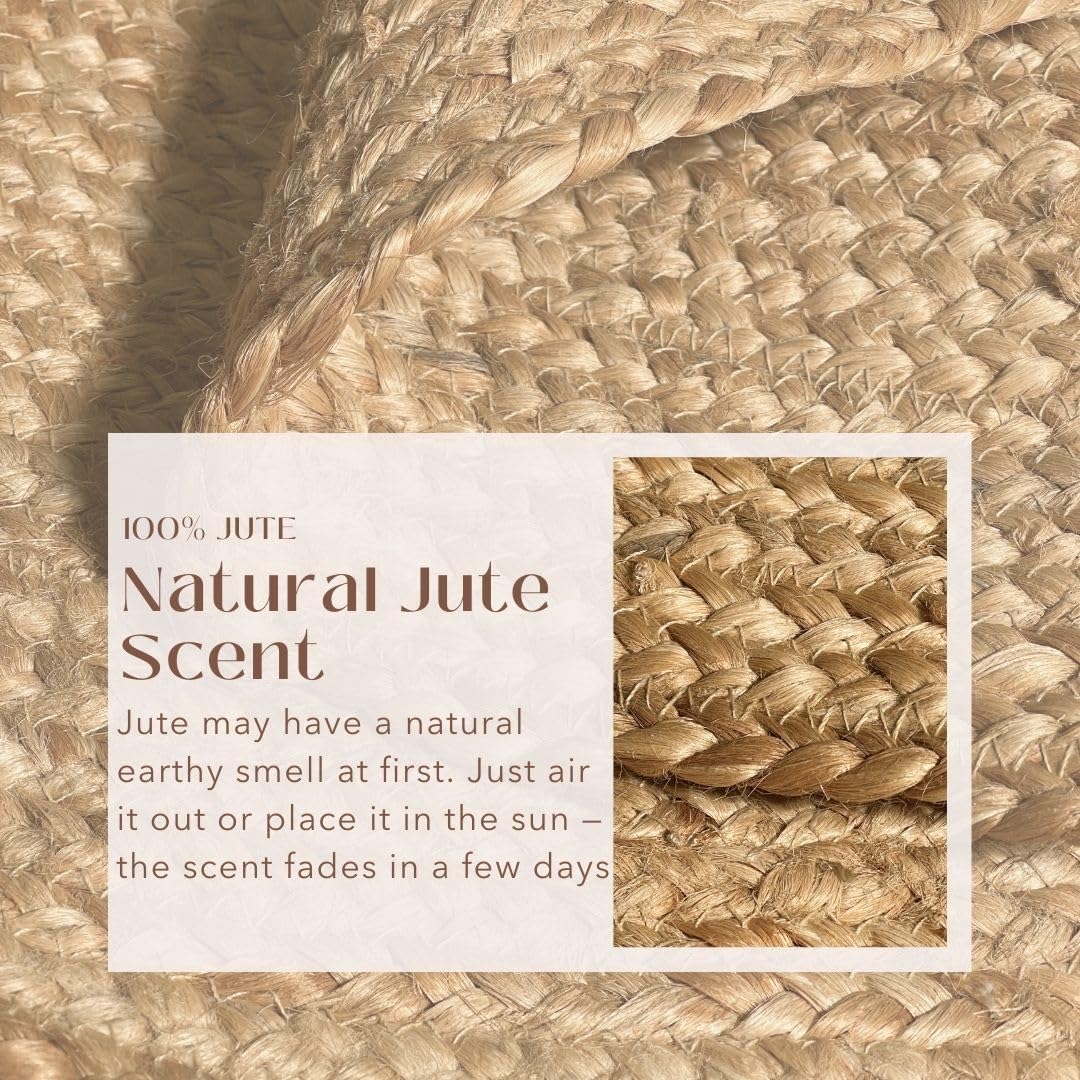 Chardin home Hand Woven Natural Jute Braided Rug – 2x6 Runner | Rustic Boho Farmhouse Style | Solid Natural Fiber Rug for Hallway, Entryway, Kitchen, Bedroom, Dining Room, Study, Office