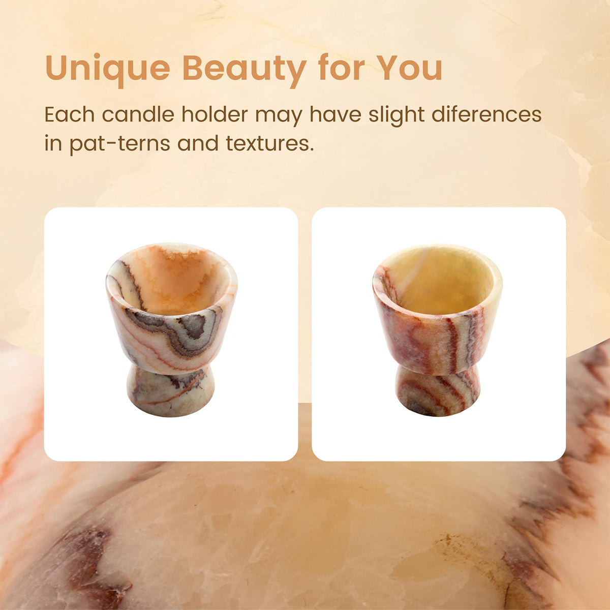 GarnCeilo Marble Candle Holder, Empty Tealight Candle Decor Holders, Amber White