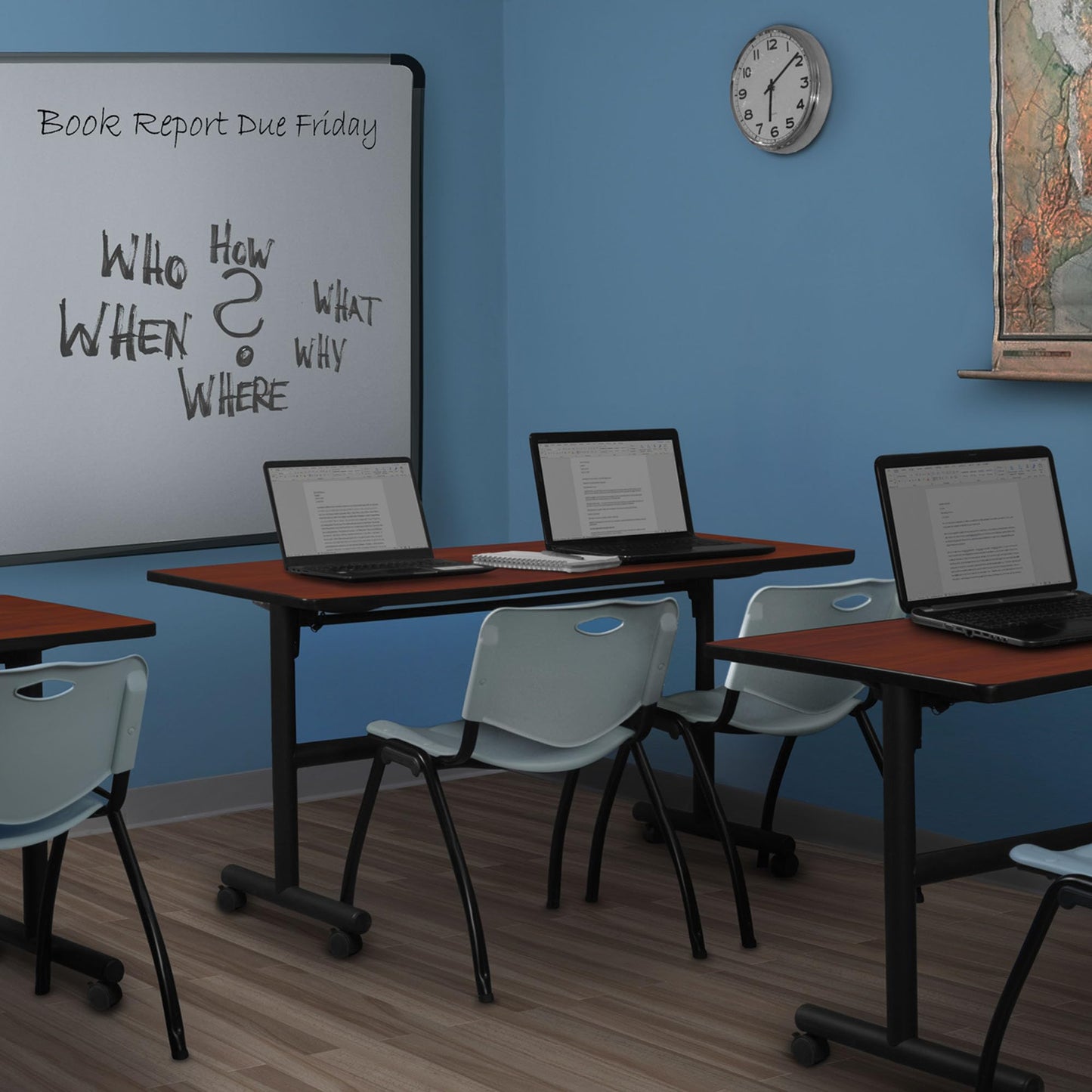 Regency Kobe 72 x 30 in. Flip-Top Training Nesting Table- Cherry