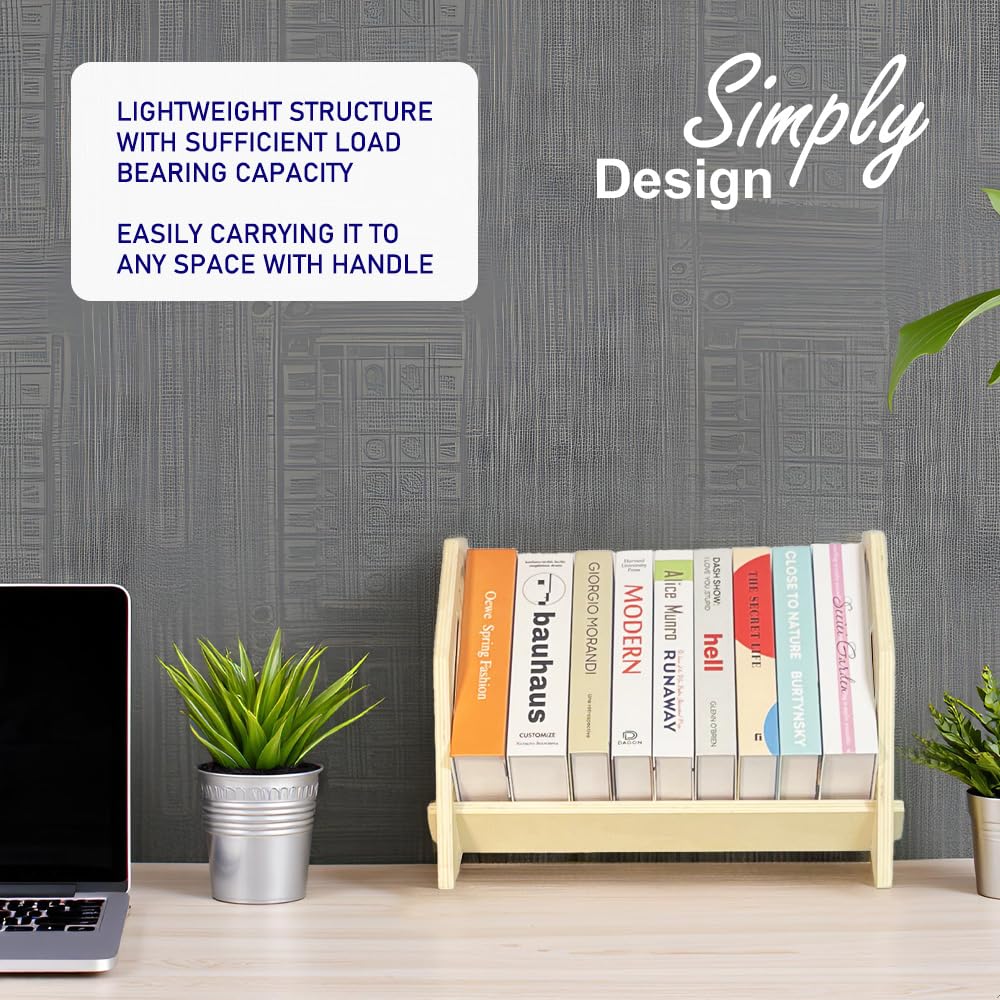 Stoneandegg Desktop Bookshelf, Stackable Book Organizer with Handle, Storage Rack for CD/Magazine/File Folder, Portable Small Bookshelf for Study, Living Room, Kid's Room, No Nails, Medium Size