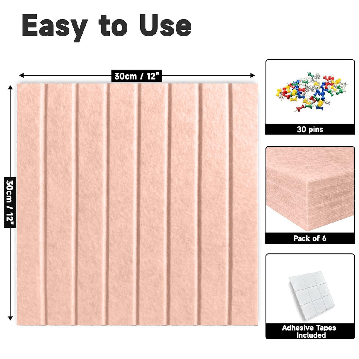 Yunihome Cork Board for Walls 36" x 24", 6 Pack Felt Bulletin Board Wall Tiles with 30 Push Pins for Home Kitchen School Office Wall DIY Decorative
