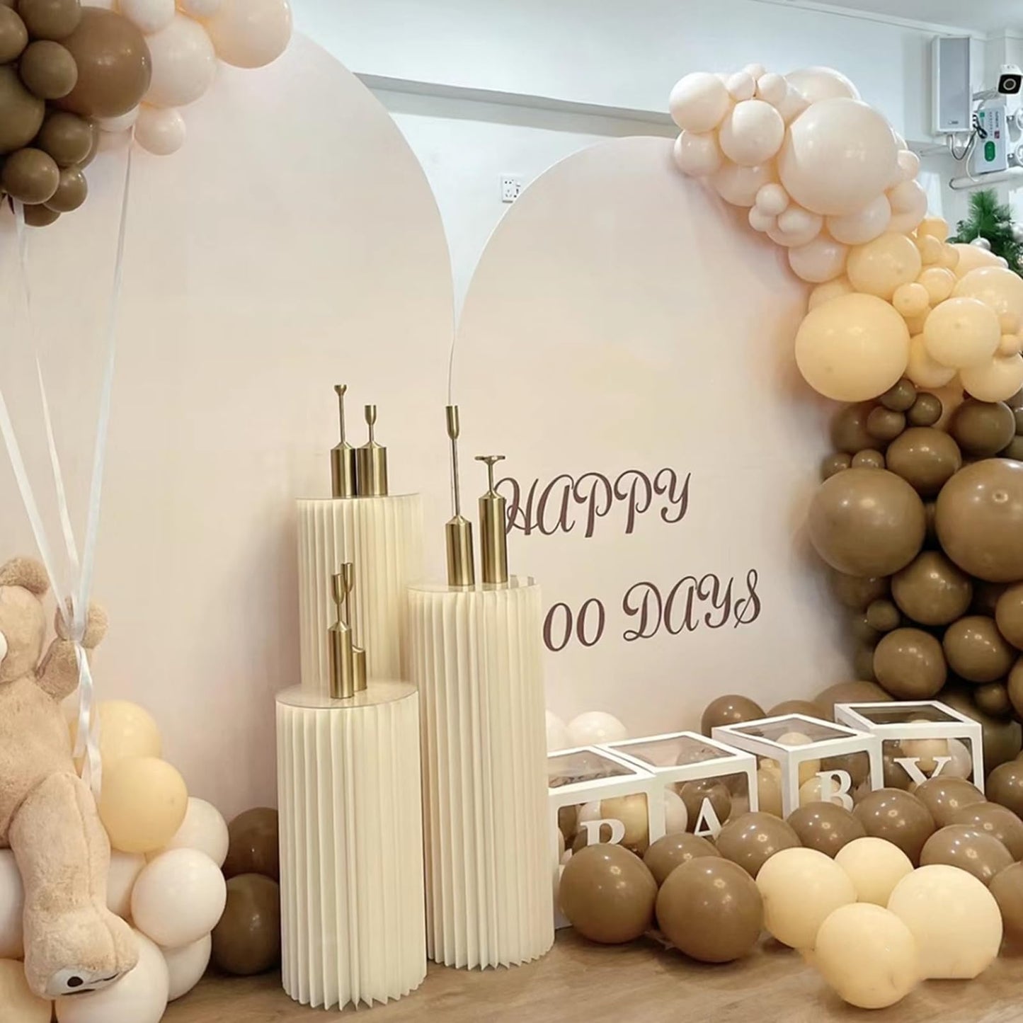 AHUAWA Cylinder Stands for Party 3Pcs Round Pedestal Stand Foldable Cardboard Columns Cylinder Tables for Parties Baby Shower Birthday Wedding Pillars Display Decoration