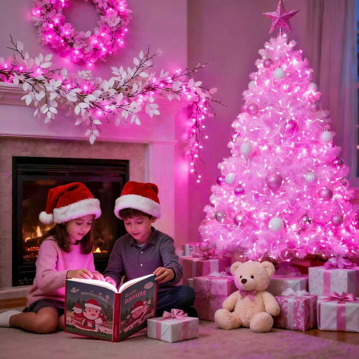 JMEXSUSS 66 Ft Connectable Pink Lights for Room Decor, 200 LED Pink String Fairy Christmas Lights Clear Wire Plug in for Bedroom Indoor Outdoor Girl's Room Home Anniversary Birthday