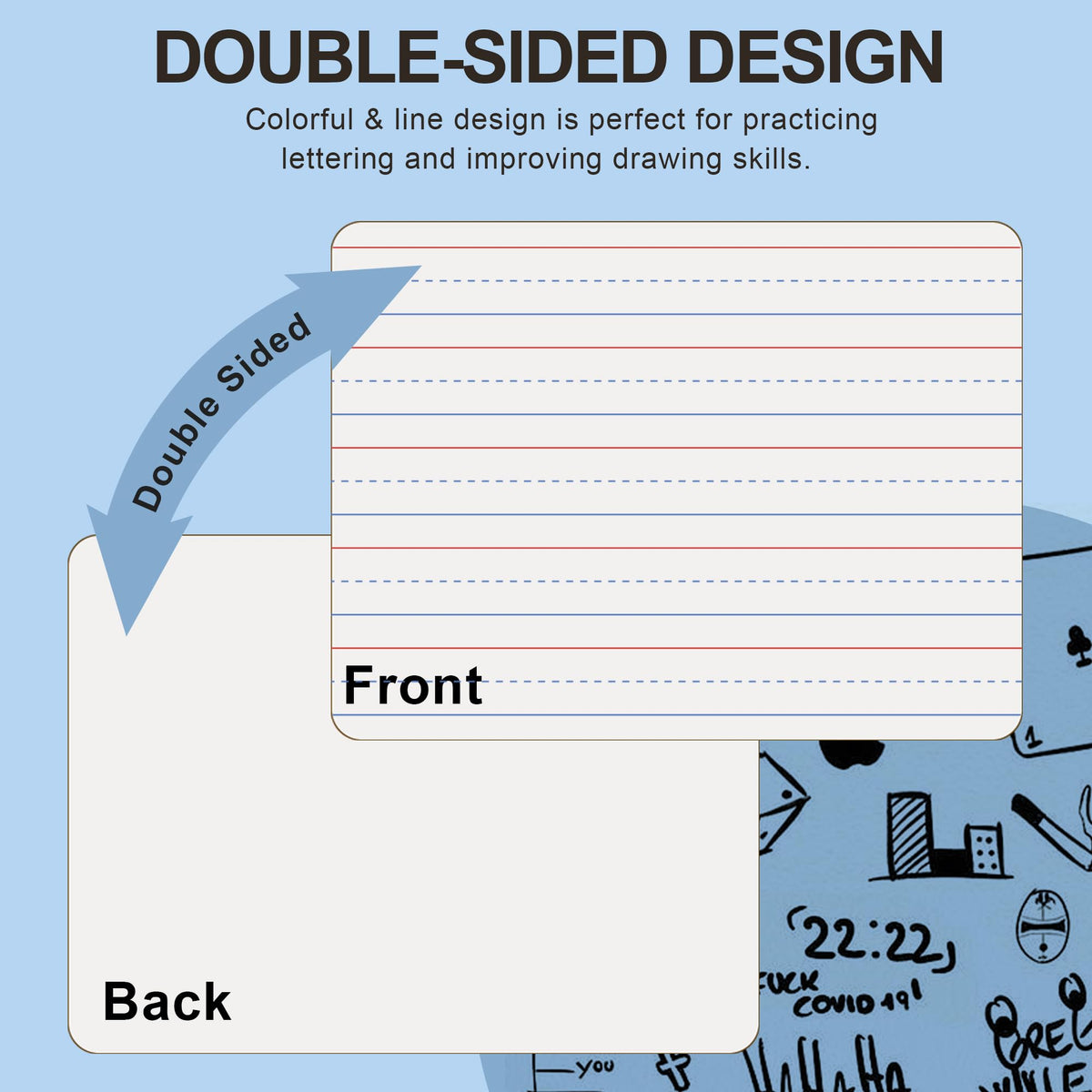 JUSTPAT 24 Pack Dry Erase Boards, 9"x12" Double Sided Easel Small Whiteboards with Lines for Kids, Students, Education Teacher Classroom, Mini Portable White Boards with 24 Markers, 24 Erasers