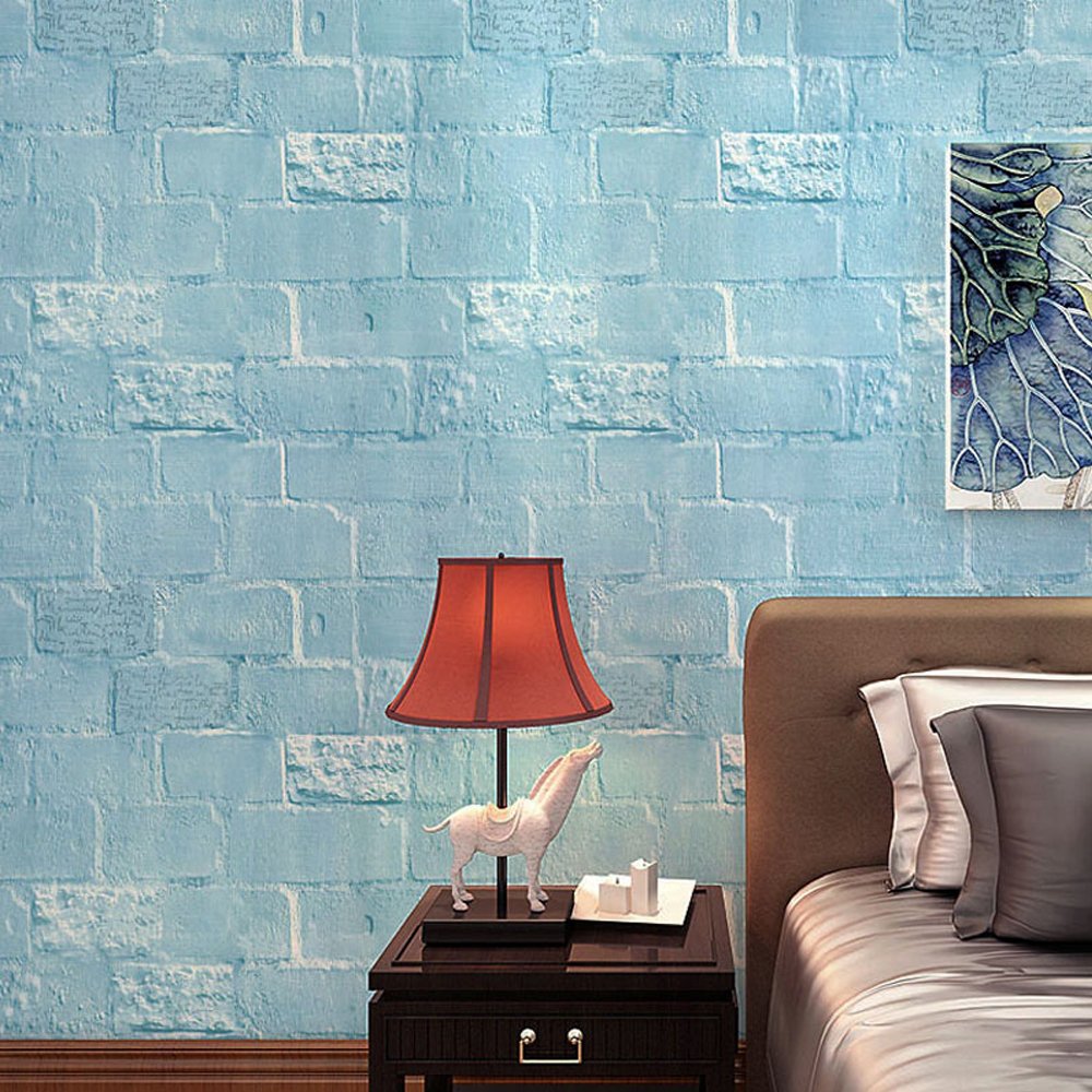 LovingWay English Quotes Drawer Liner 17.7x177 Inch Decor Classroom Wall Easy-to-Install PVC Corner Shelving Paper Blue Bricks
