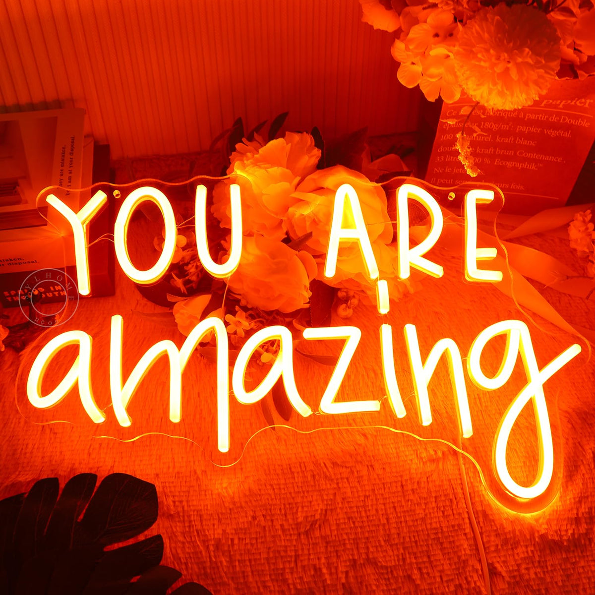 SYLHOME Orange You Are Amazing LED Neon Light Sign 5V Girls Boys Bedroom Living Room Classroom Wall Decor Sign Hanging Smart Birthday Decoration USB 16.9" X 10.6"