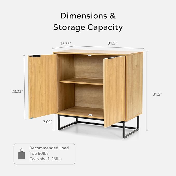 EYYTHUNG Fluted Storage Cabinets Set of 3, Sideboard Buffet Cabinets