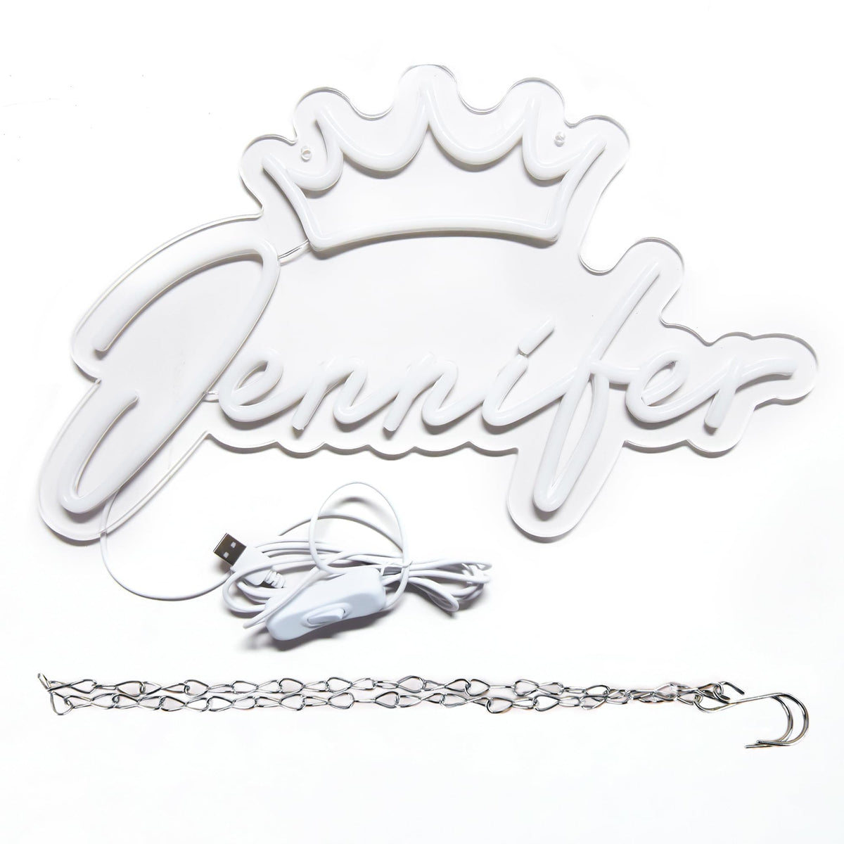 ATTNEON Jennifer Name Neon Sign,LED Jennifer Name Neon Light for Kids Bedroom,Birthday Party Jennifer Decoration,Neon Sign Customizable for Girl,Birthday Name Deocr,Size 16.1 * 10 inch(JTD046)