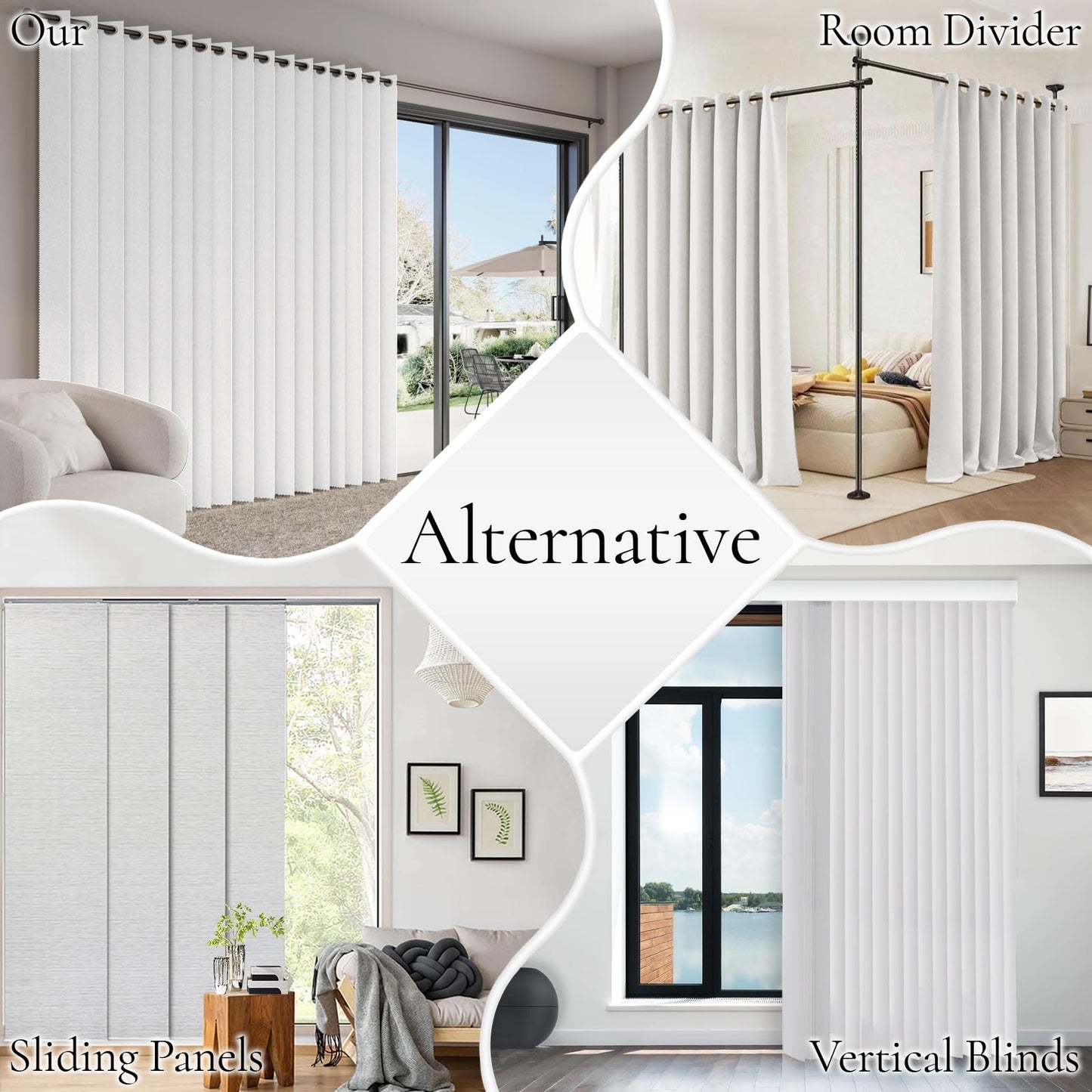 HMYI Fabric Vertical Shades & Blinds, 100% Blackout Door Shades, Window Shade, Vertical Shade for Sliding Doors, 1 Panel, W100 x L84, White