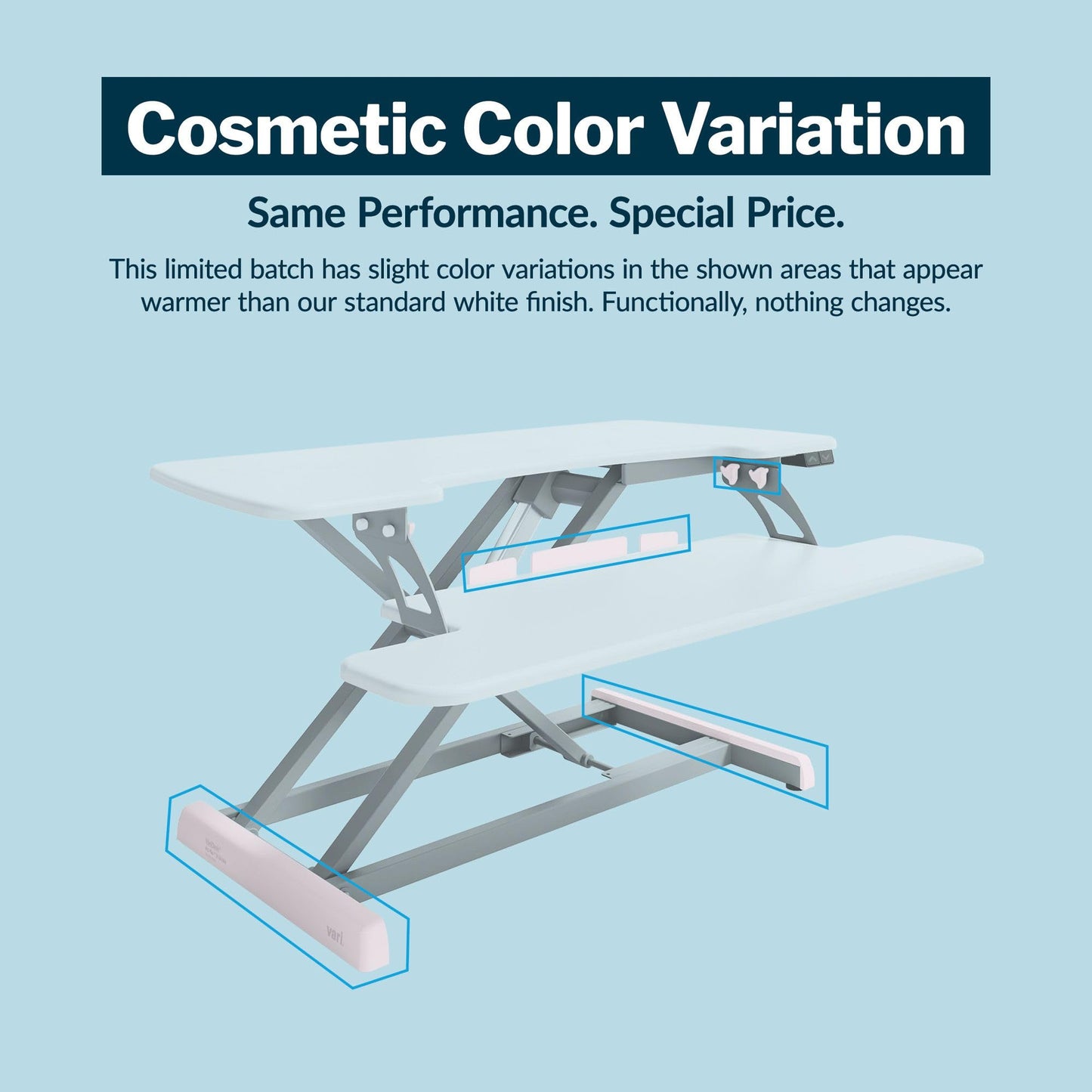 Vari VariDesk Pro Plus 36 Electric Standing Desk Converter (White Blemish - Factory Second) 11 Height Settings, Powered Lift, Dual Monitor, 2-Tier Design + Keyboard Tray (Cosmetic Color Variation)