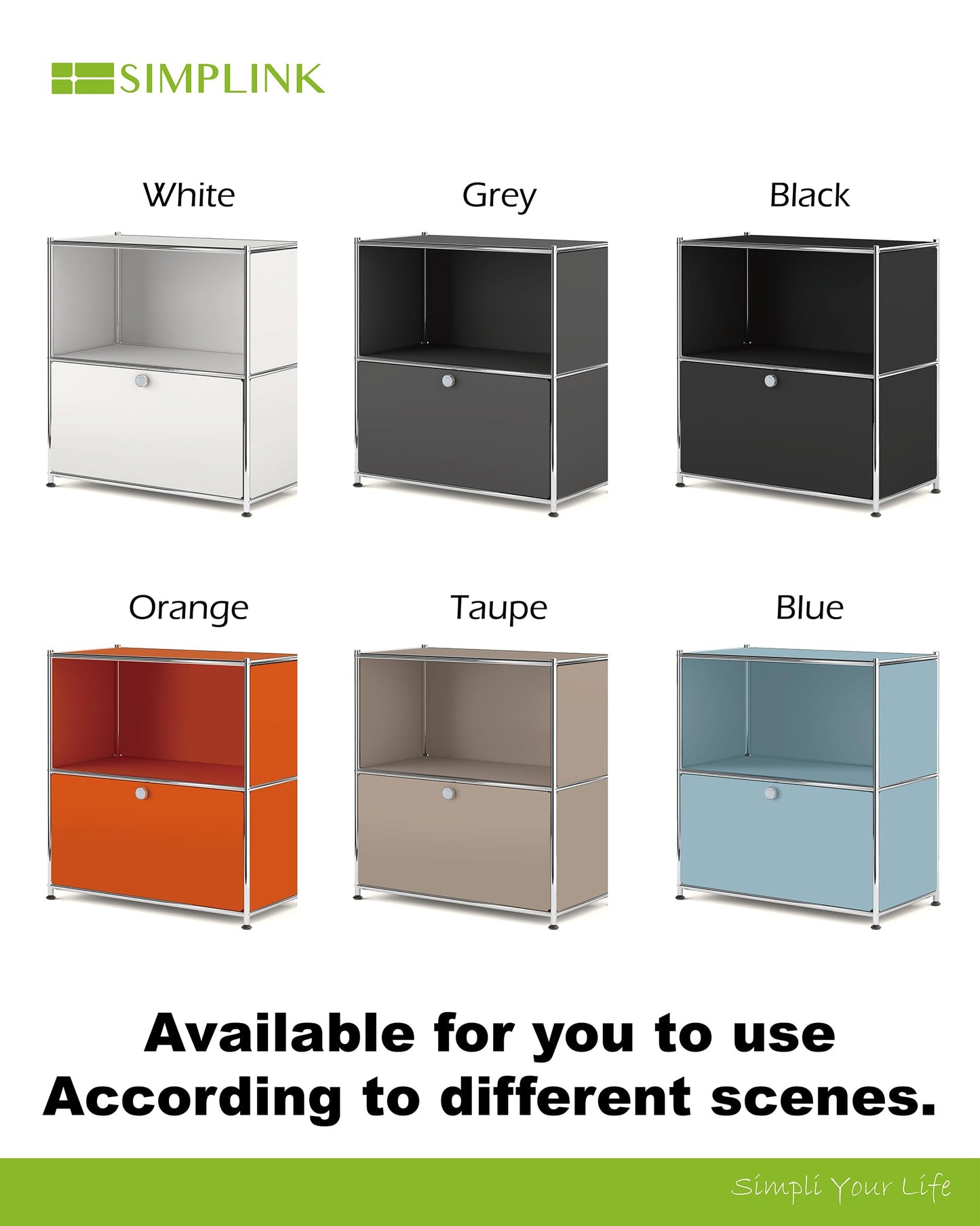 Simplink 32.5-Inch Flip-Top Side Table & Buffet Cabinet with Detachable Wheels, Ample Storage, DIY Corner Bookshelf, Wall Shelf, Cube Organizer, Bedside Table – Modern Home Decor, Orange