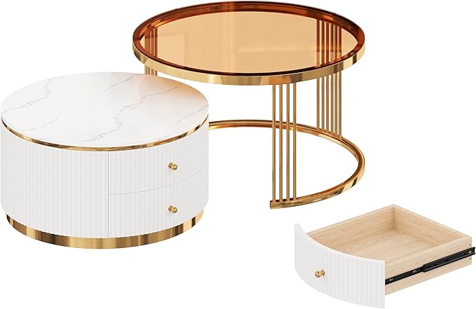Merax 2-Piece Round Nesting Coffee Table Set