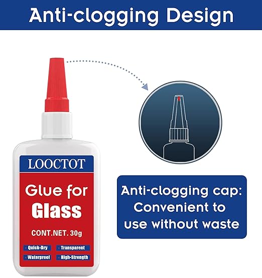 LOOCTOT 30g Glass Glue, Acrylic Adhesive, Super Instant Glue Bonding Between