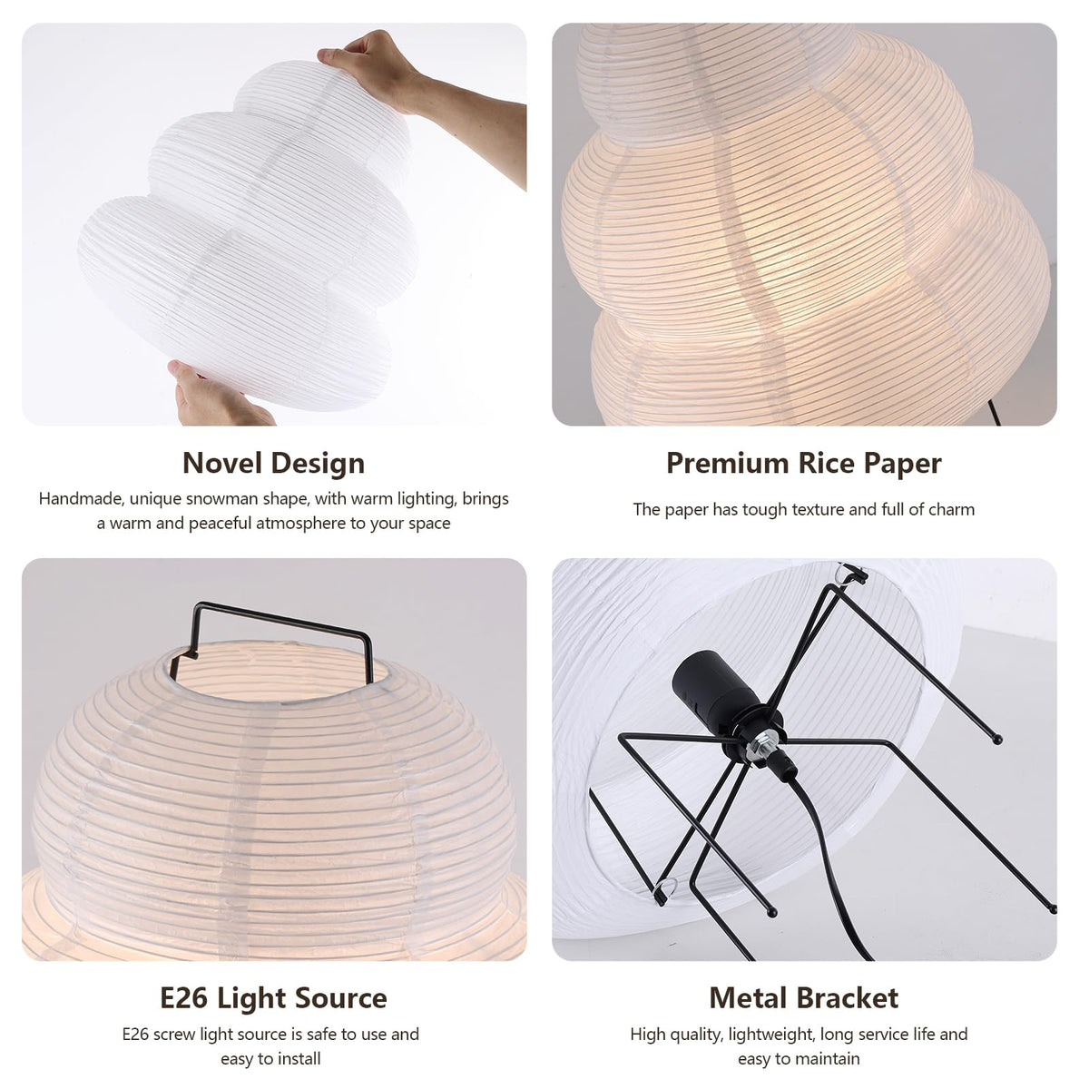 CMHSYTKE Noguchi Style Akari Floor Lamp, Rice Paper Lantern for Establishing A Warm and Cozy Ambiance in Any Room (Cloud), Japanses Floor Lamp