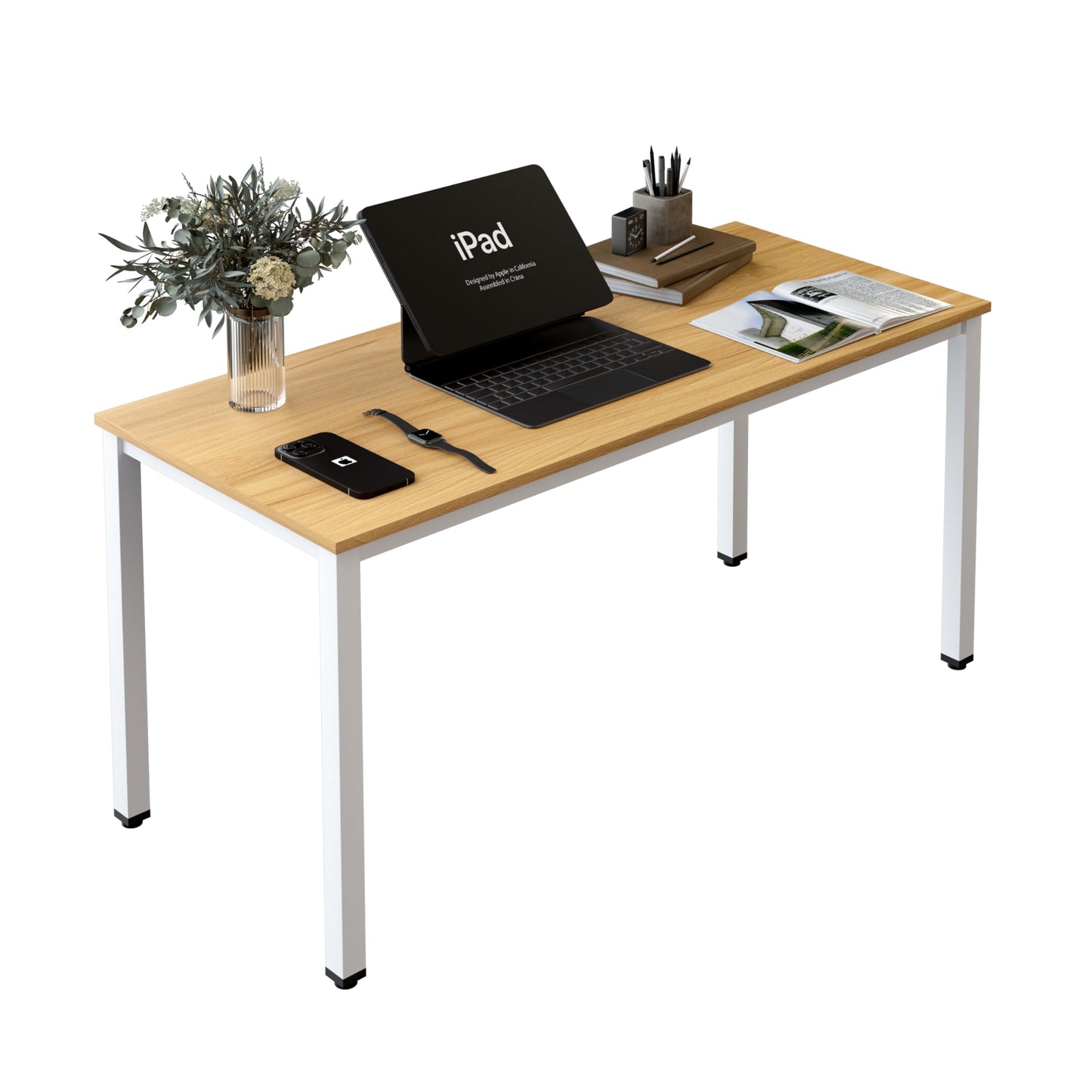 NewBeth Computer Desk for Small Space,Modern Simple Laptop Desk,Computer Table Study Writing Desk for Home Office,Dining Room,Living Room (Natural Oak, 55 * 23.5in)