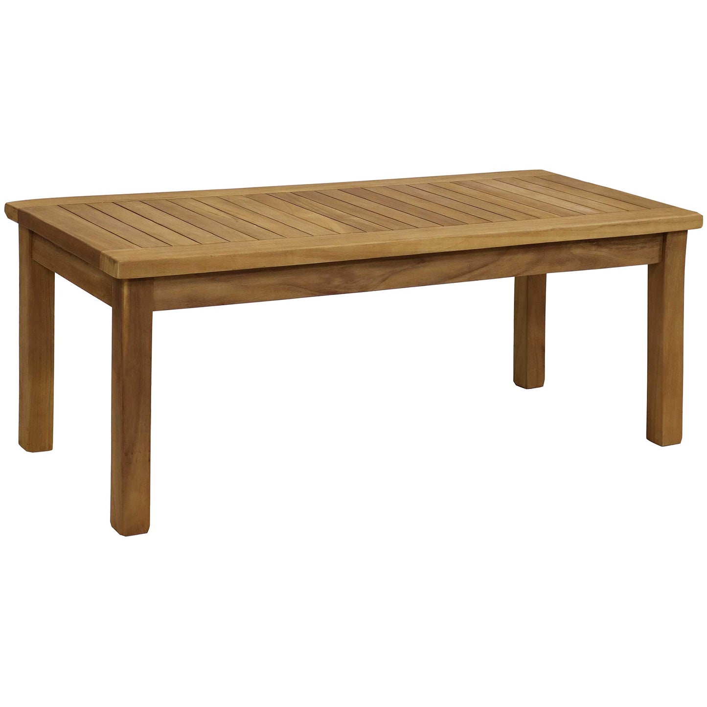 Sunnydaze Teak Mission Style 2-Person Outdoor Bench and Outdoor Coffee Table