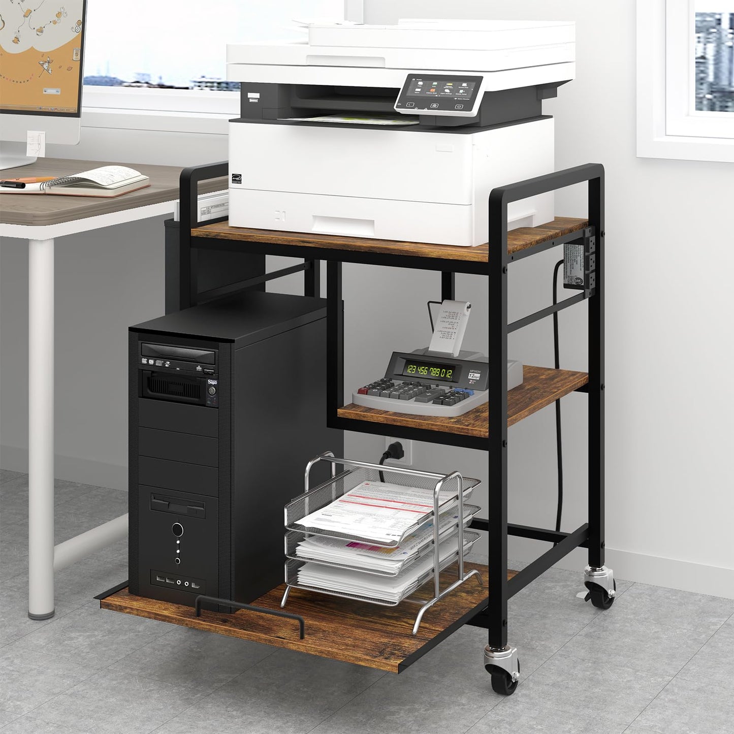 Sedegn Large Printer Stand with Wheels: Lockable Rolling Printer Cart