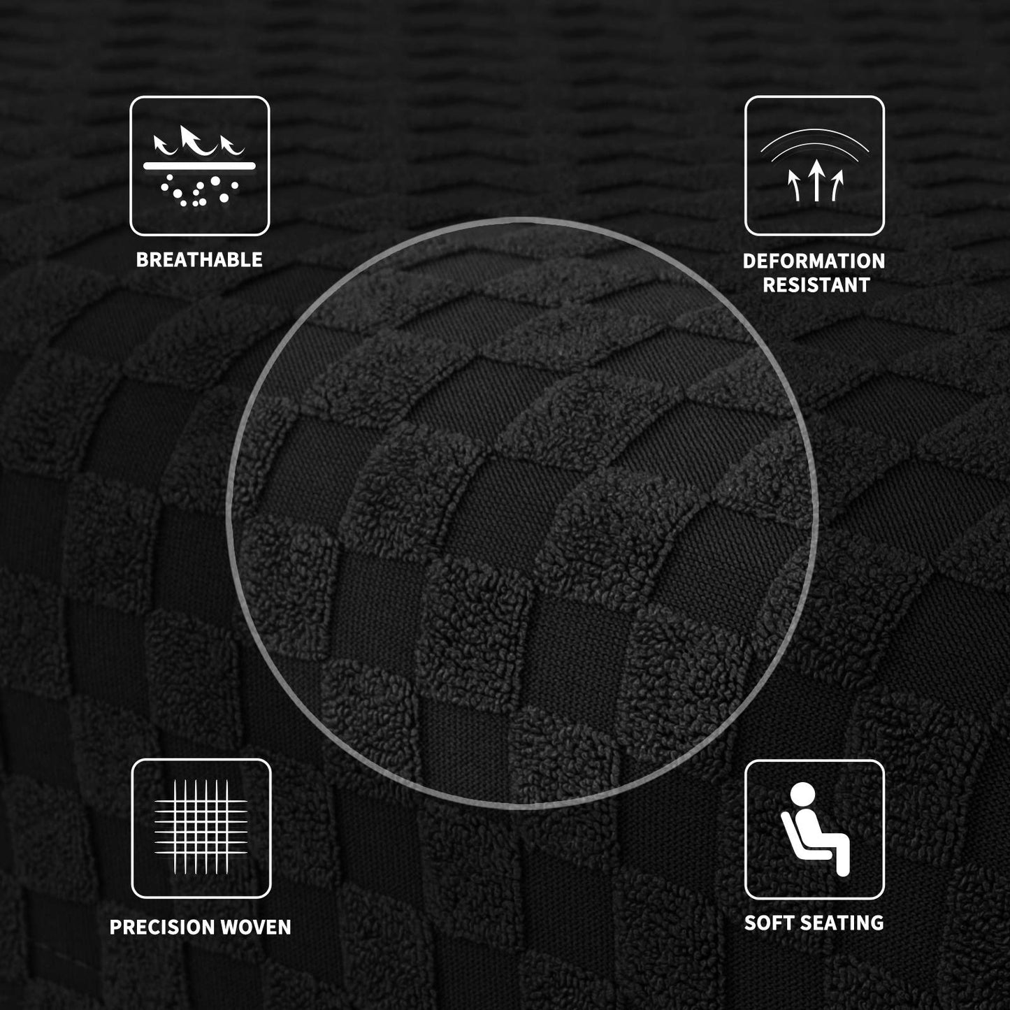 MAXIJIN Jacquard Ottoman Cover Slipcovers Folding Storage Stool Furniture Protector Cover Soft Thick Rectangle Foot Rest Slipcover with Elastic Bottom (Ottoman X-Large, Black)
