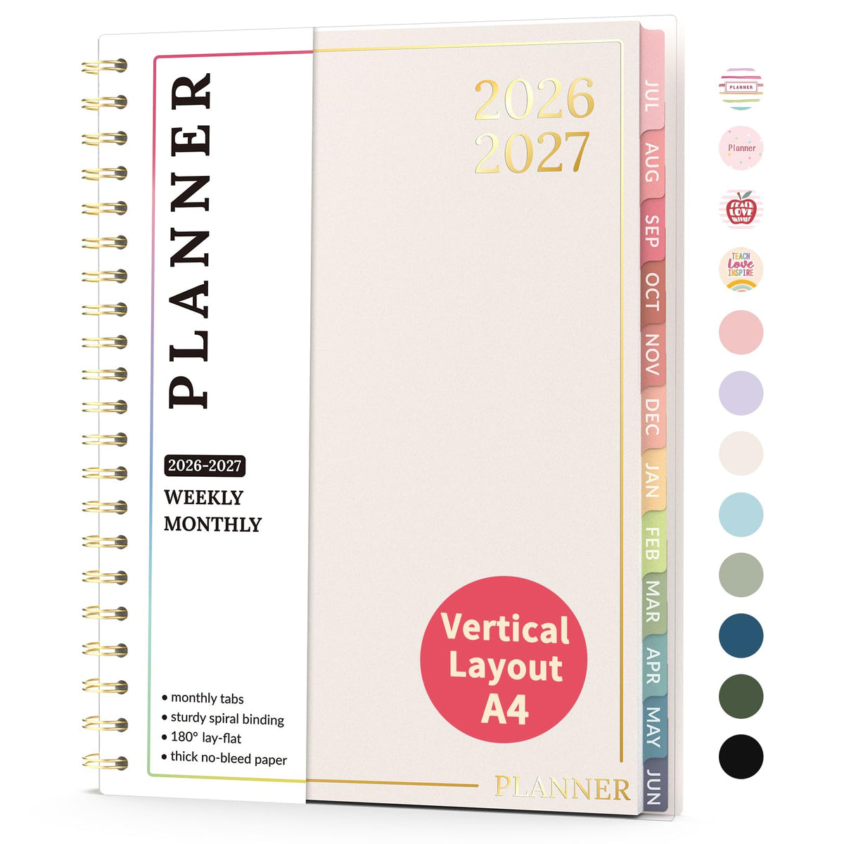 Teacher Planner 2026-2027, Forvencer Academic Planner 2026-2027, Jul 2026 - Jun 2027, 8.5"x11", Weekly & Monthly Planning Book with 7 Periods, School Agenda for Teacher Student Homeschool, A4, Beige
