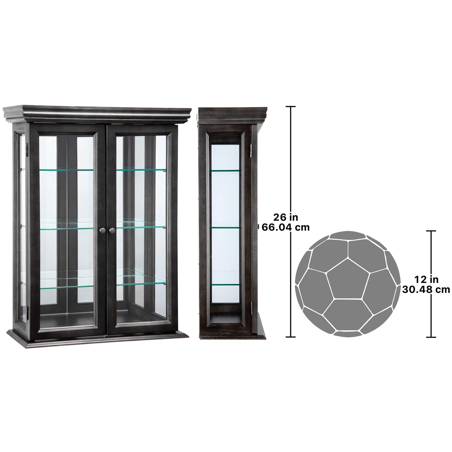 Design Toscano Country Tuscan Hardwood Wall Curio Cabinet: Ebony Black Finish