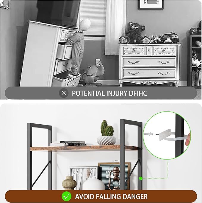 Shintenchi 5 Tiers Bookshelf, Classically Tall Bookcase Shelf, Industrial Book