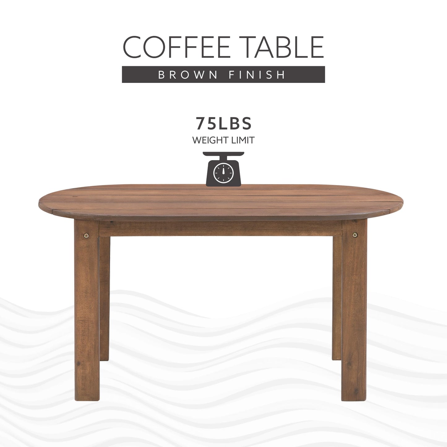 Linon Coffee Table, 18.11D x 35.24W x 18.11H in, Acorn