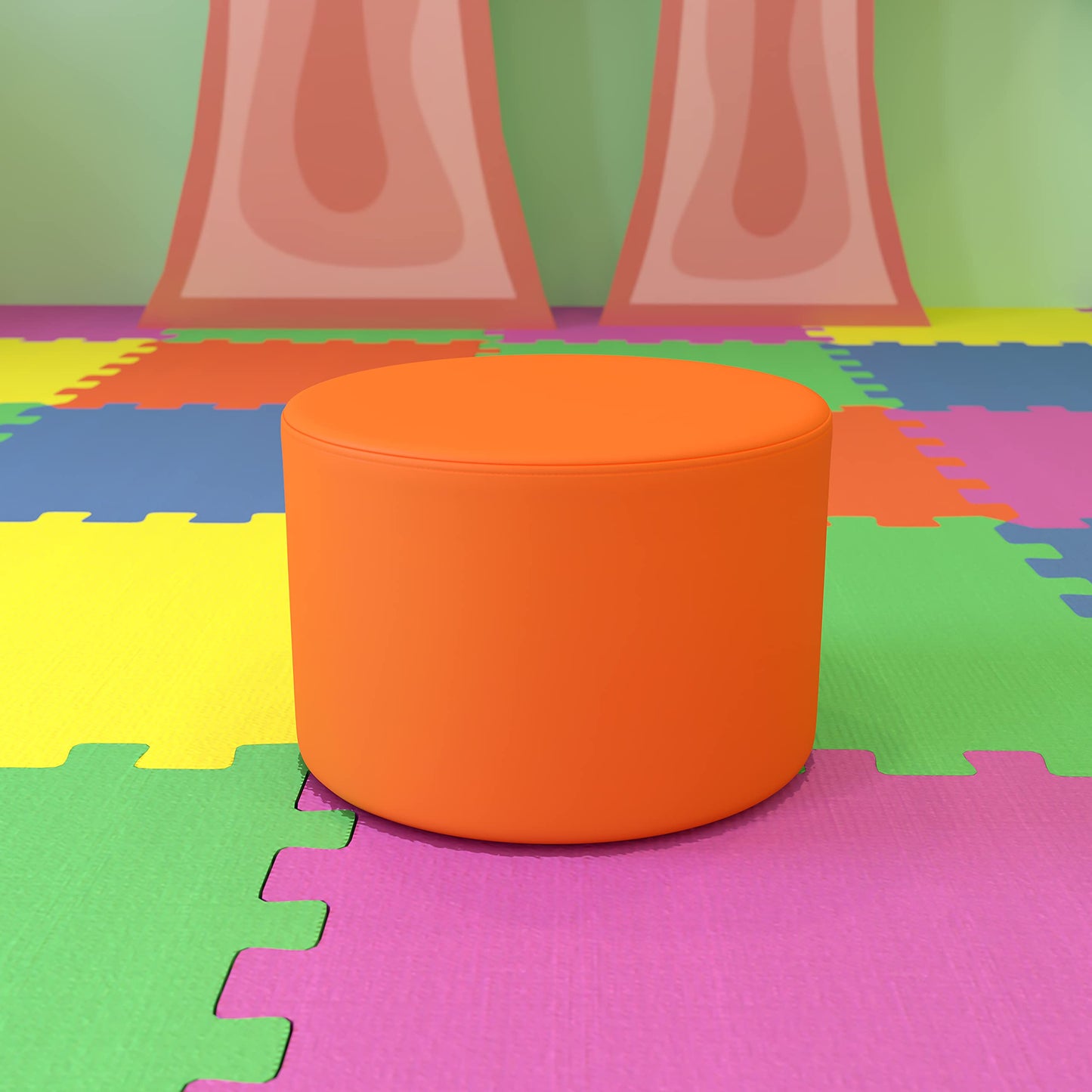 Flash Furniture Nicholas Soft Seating Flexible Circle for Classrooms and Daycares - 12" Seat Height (Orange)