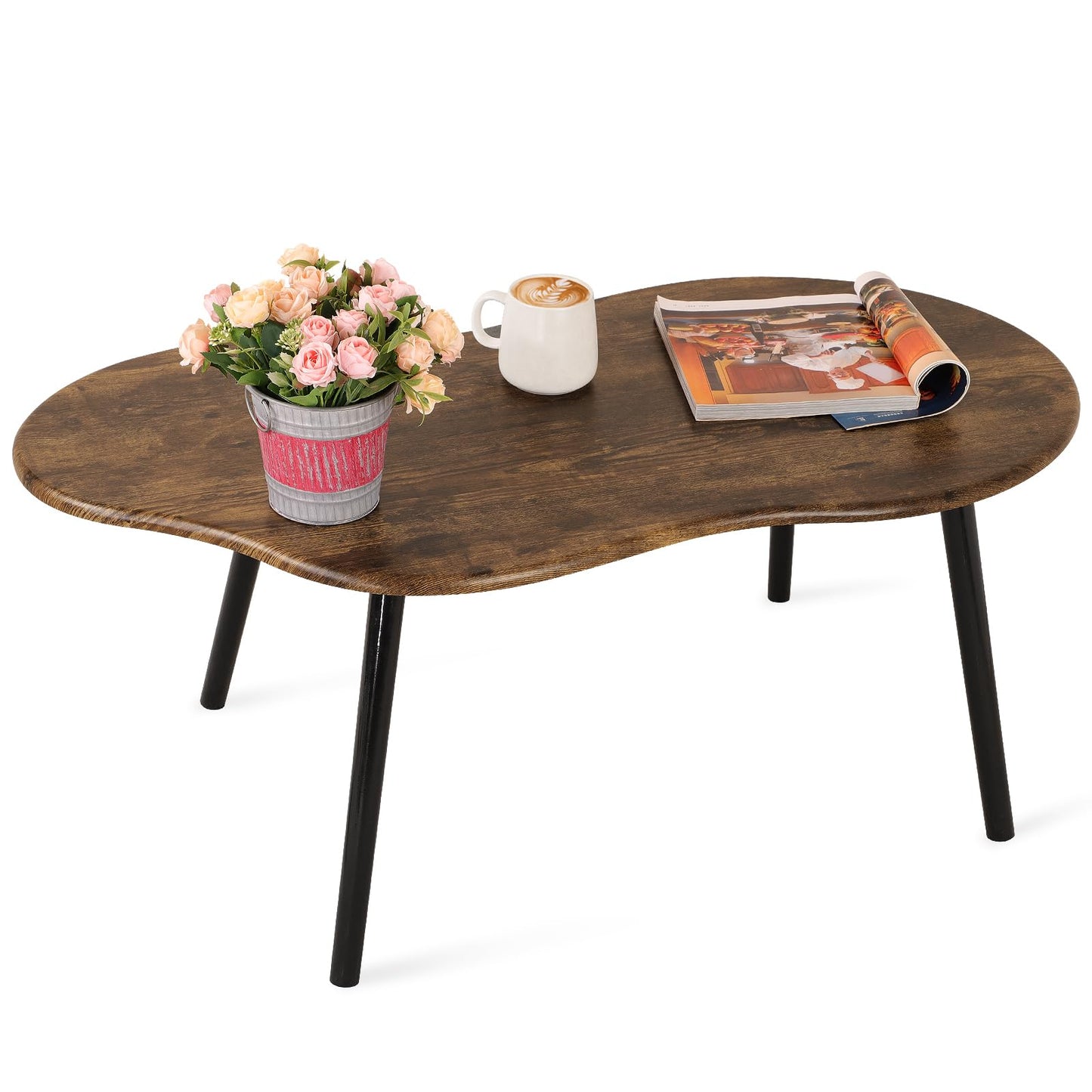 FEUFOAM Small Coffee Table Cloud Shape Coffee Table Industrial Coffee Tables Wood Irregular Center Floor Tables Mid Century Style Decorative Furniture for Living Room Small Spaces Office