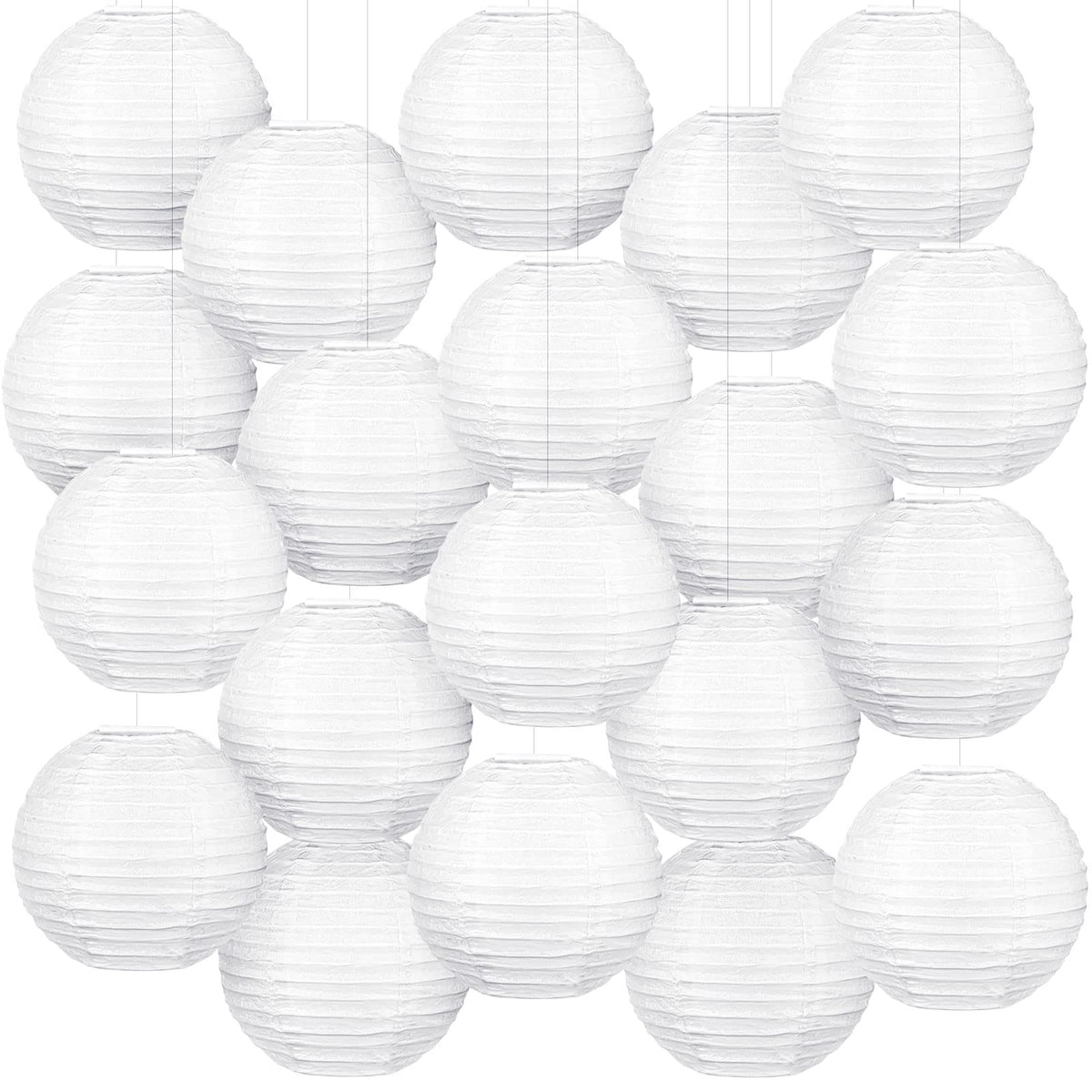 Hortsun 20 Pcs Chinese Japanese Paper Lanterns 3 Inches Decorative Hanging Ball Paper Lanterns Lamps for Wedding Birthday Party Shower Home Decorations(White)