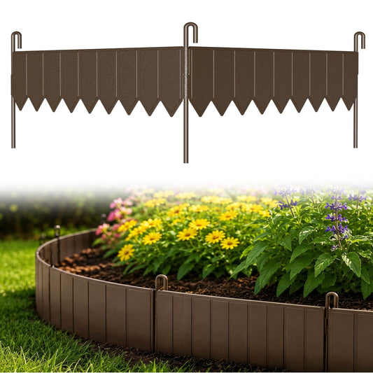 25 Panels Modular Metal Garden Edging 3.2in (H) x 33 ft (L)–Landscape Edging with 26 Stakes, Adjustable 0-270°for Curved Lawn & Flower Bed Borders, No Dig Metal Edging for Landscaping (Rust)