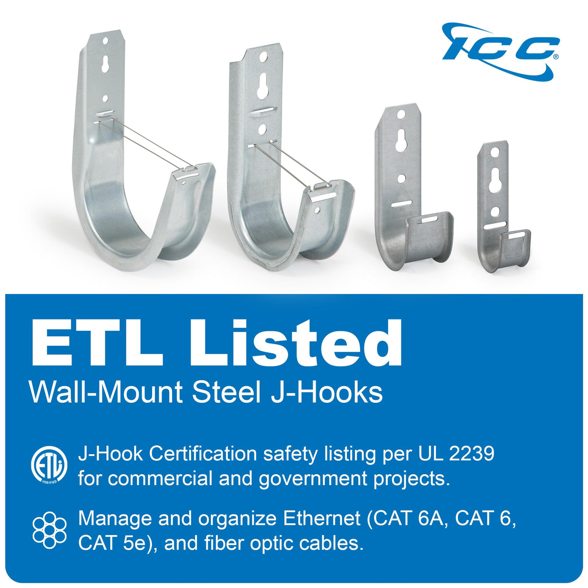 ICC 1 5/16" Wall Mount J-Hook in 25 Pack