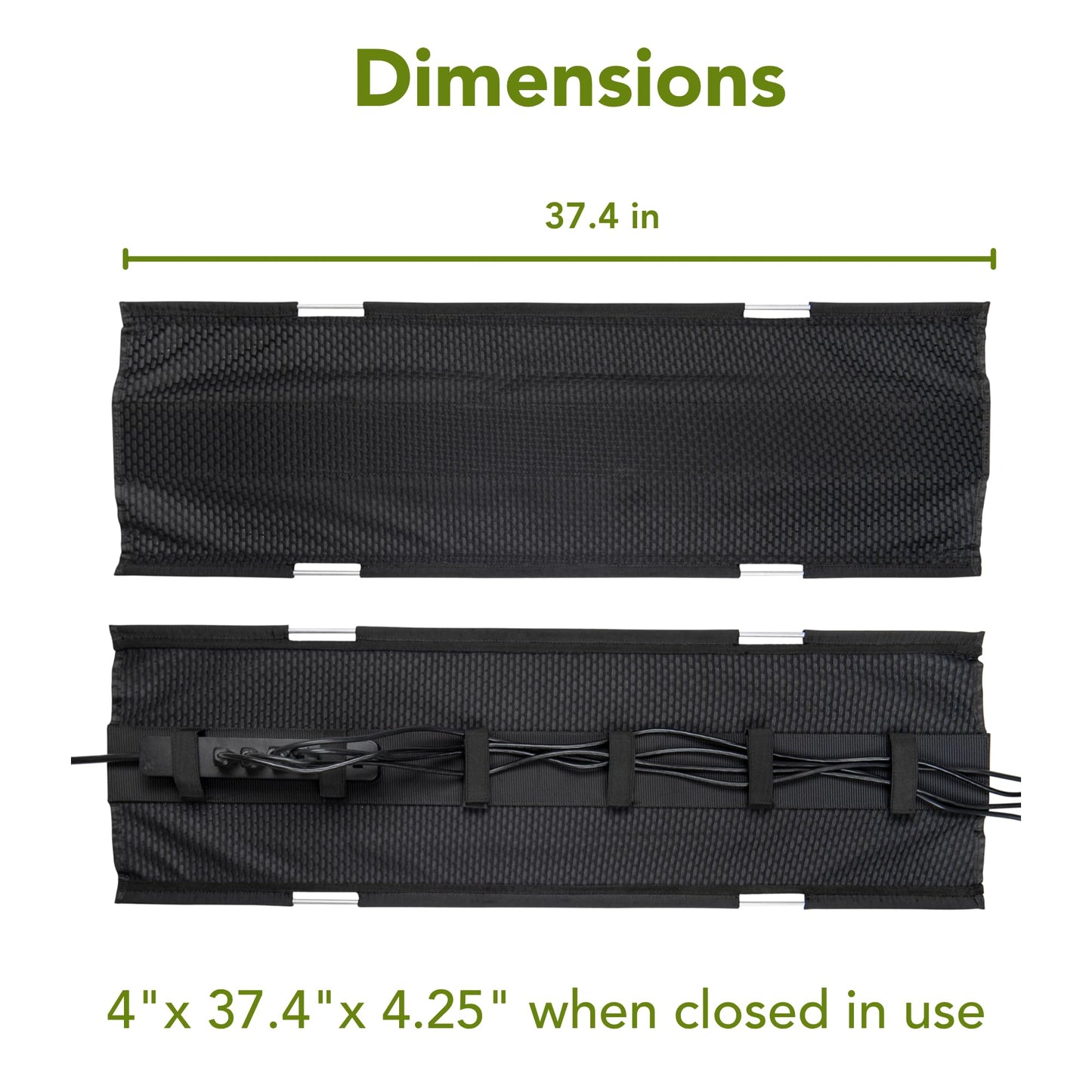 Perfect POSTURE Mesh Cable Organizer – Under Desk Cable Management with Adjustable Straps, Flexible Mesh, Easy-Access Design, & Standing Desk Compatible – 37.4” (Black)